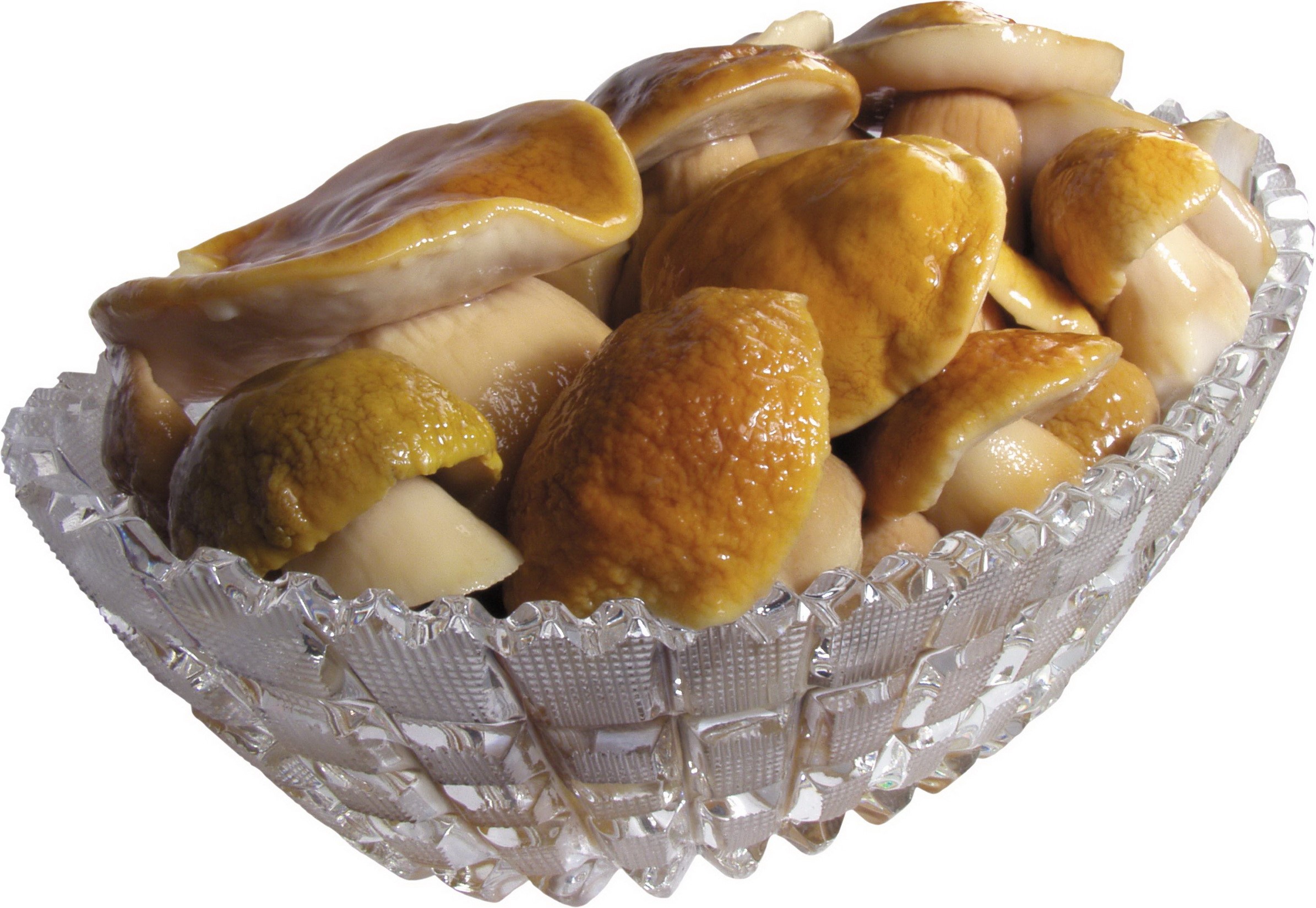 Marinated mushrooms in a crystal bowl HD Wallpaper