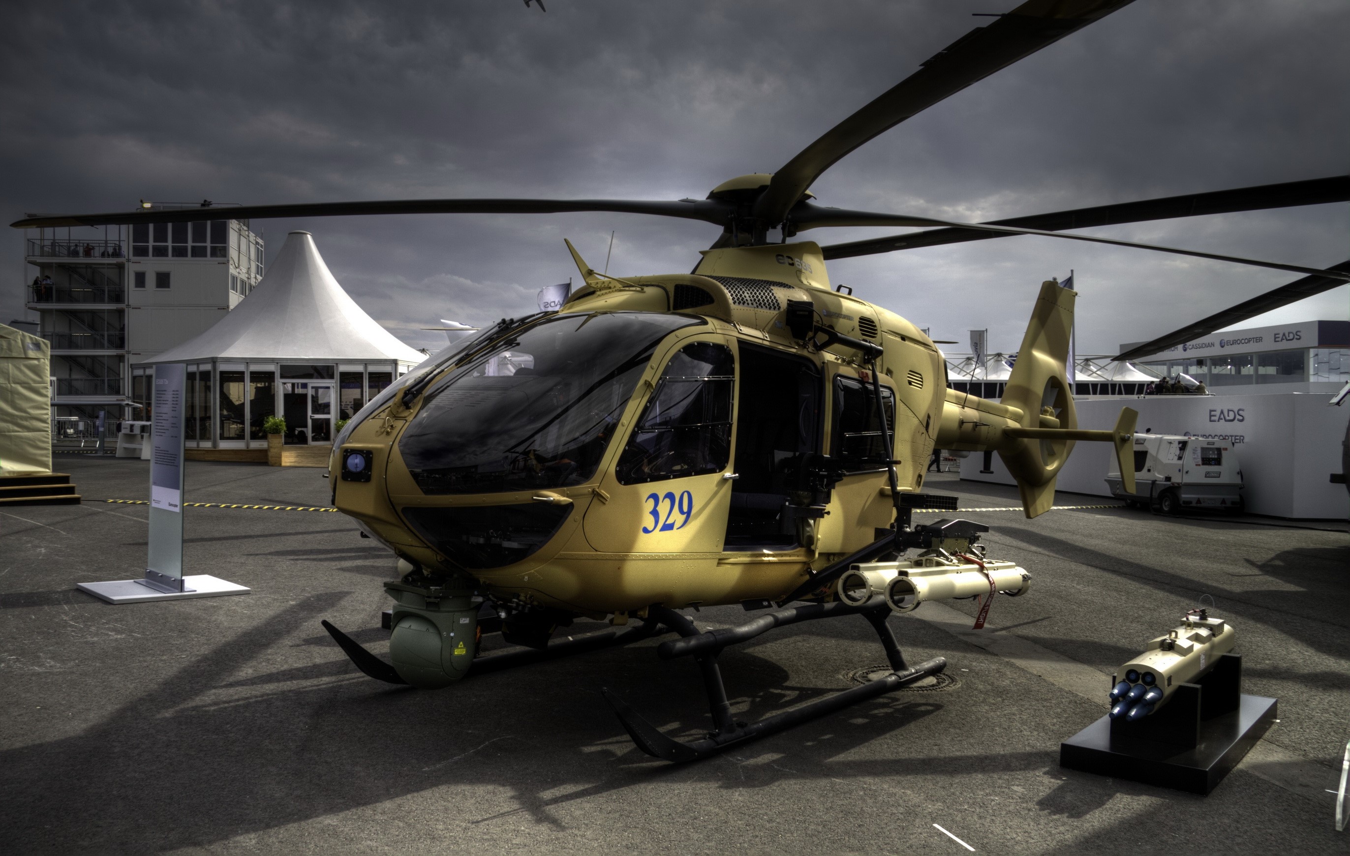 EC 635-ILA helicopter on display HD Wallpaper