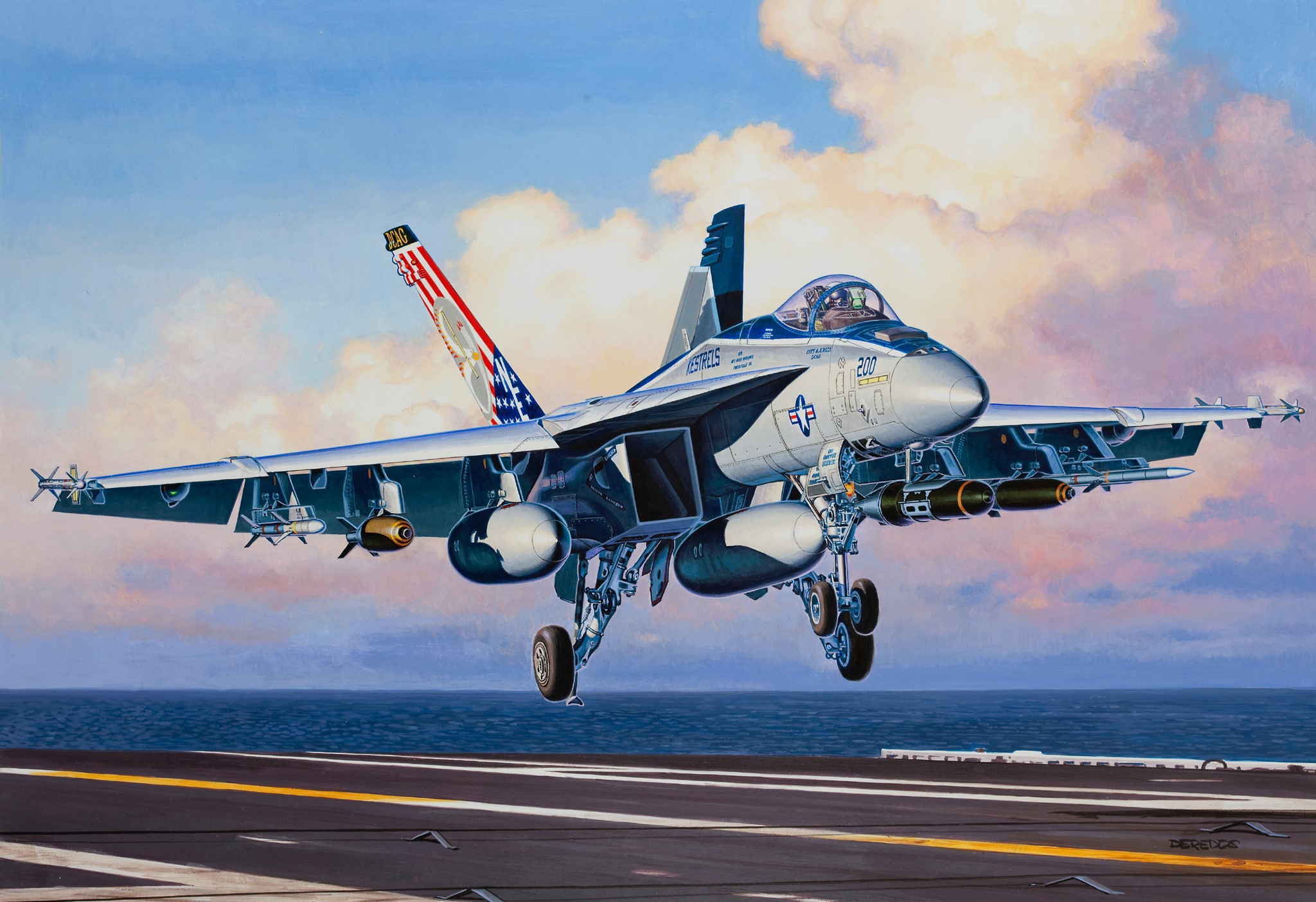 Boeing F/A-18E Super Hornet landing on aircraft carrier HD Wallpaper