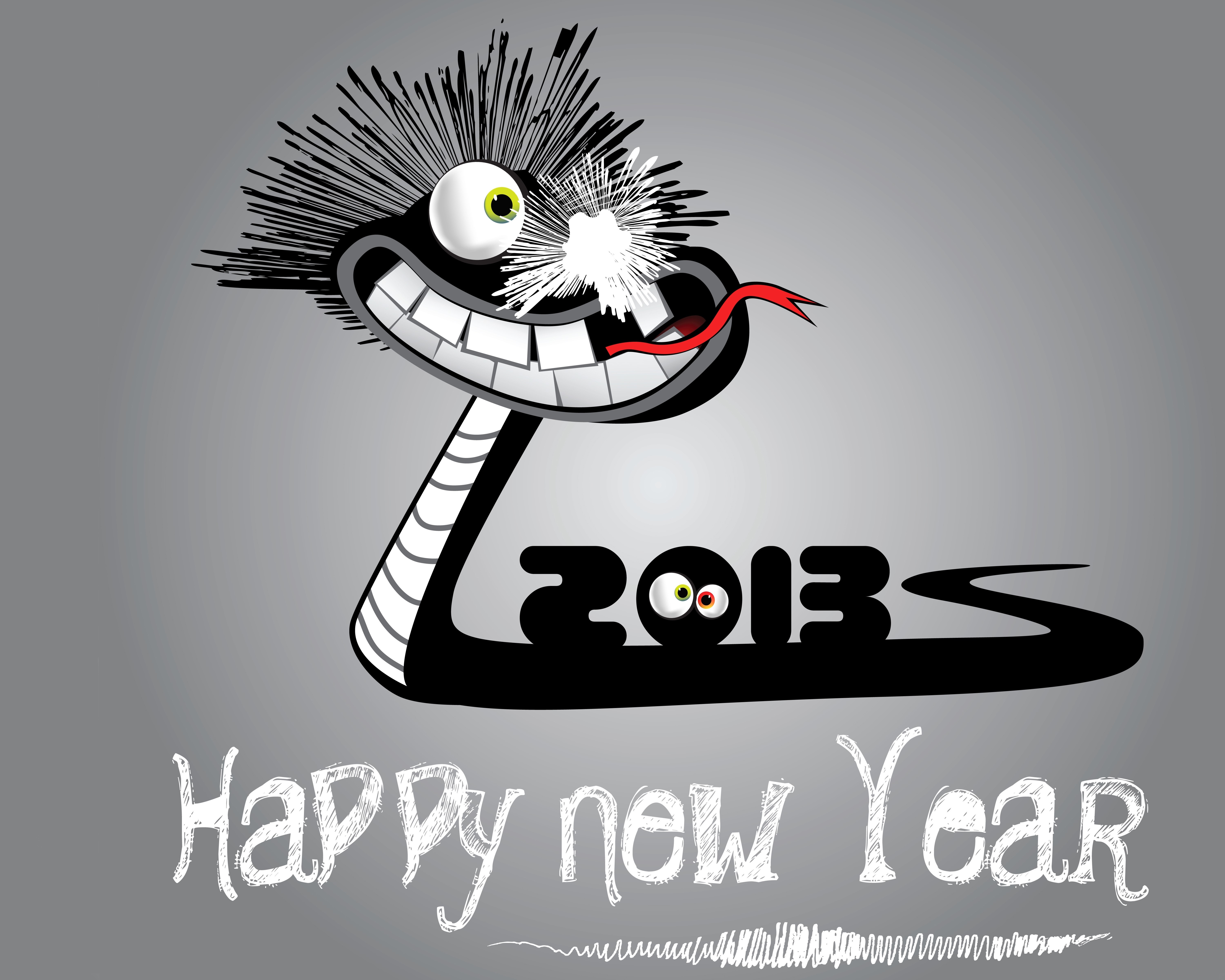 Happy New Year 2013 cartoon snake HD Wallpaper