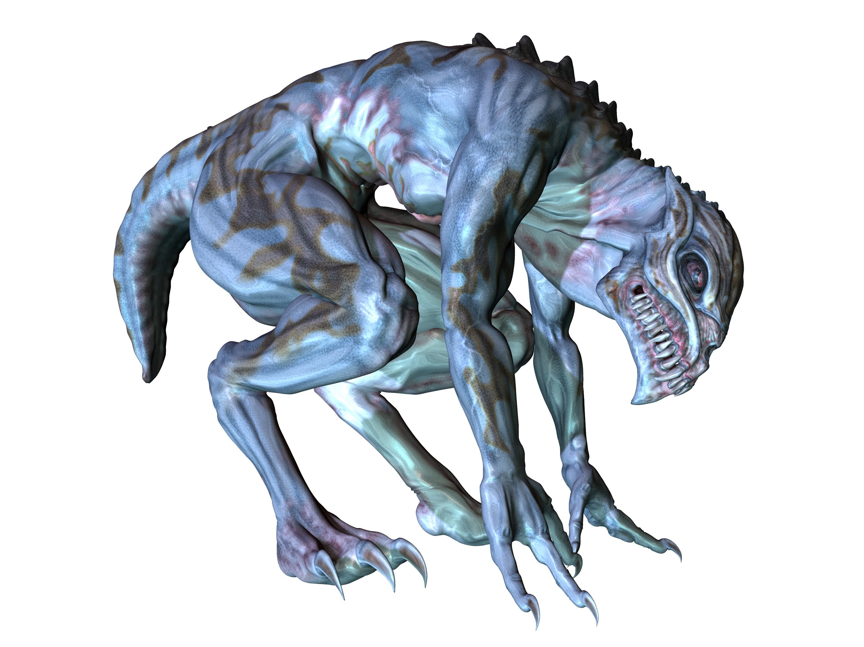 Blue and brown striped monster with sharp claws HD Wallpaper