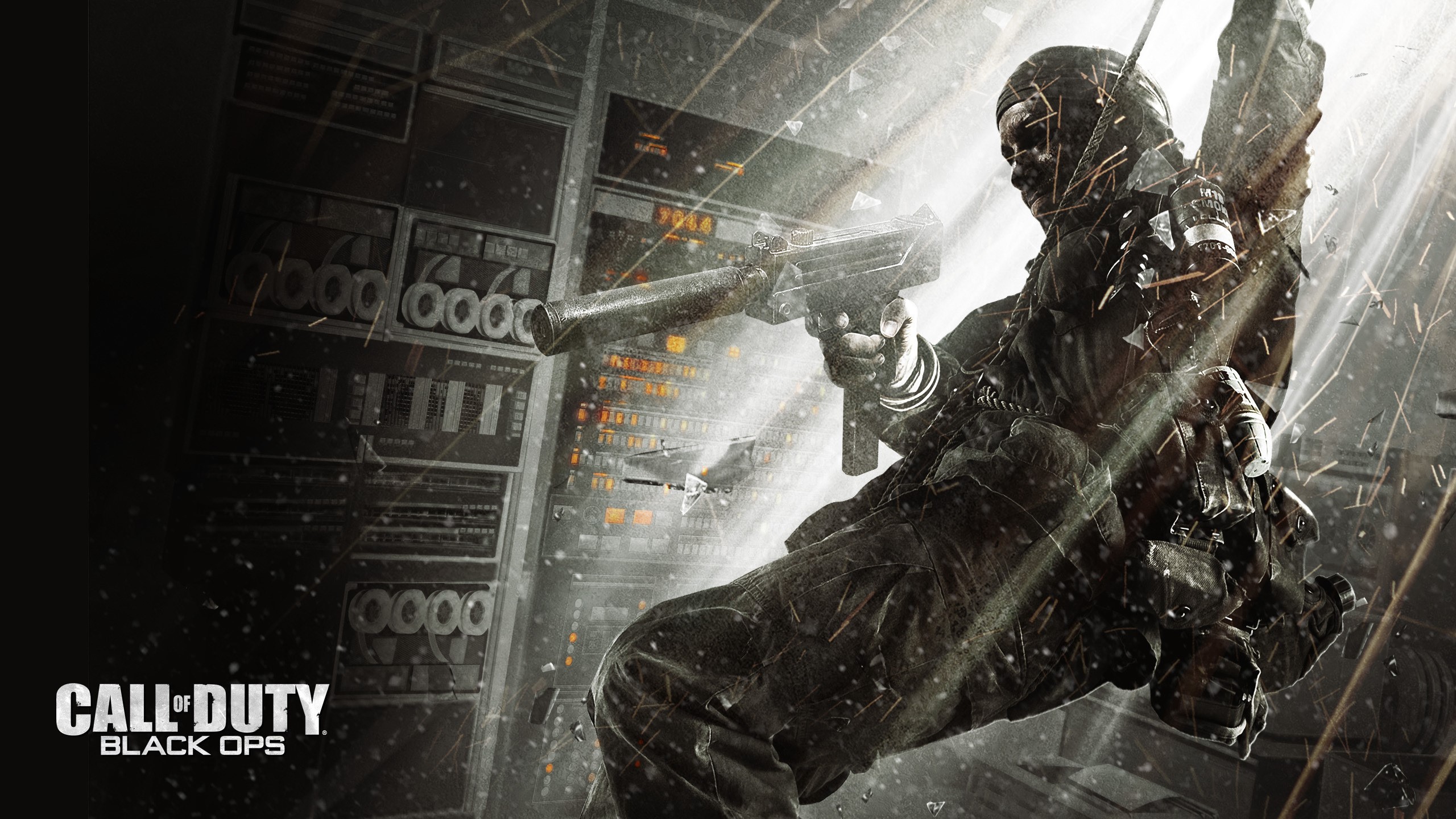Call of Duty Black Ops soldier rappelling HD Wallpaper