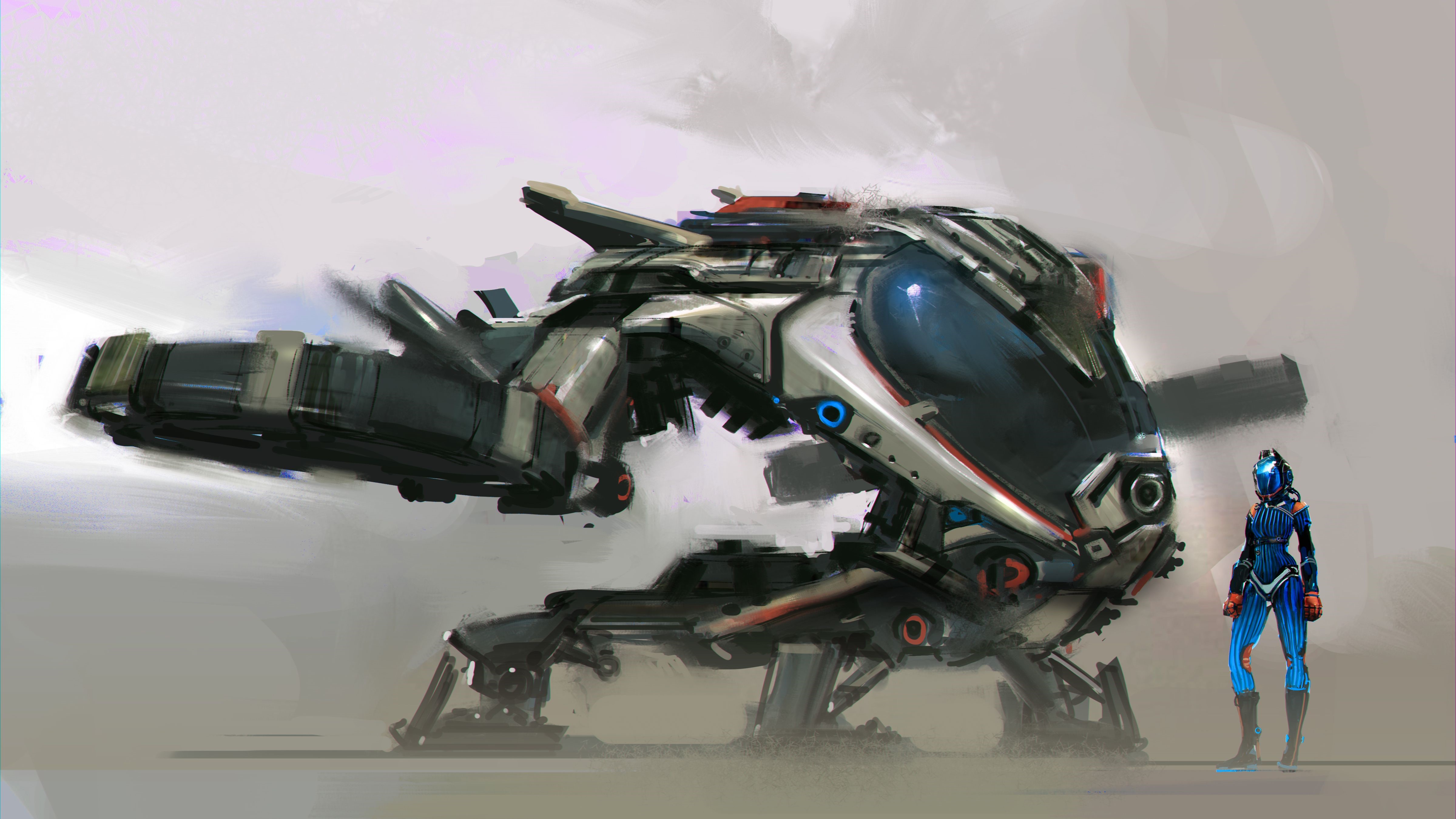 4K Technics Fantasy Mech and Pilot HD Wallpaper
