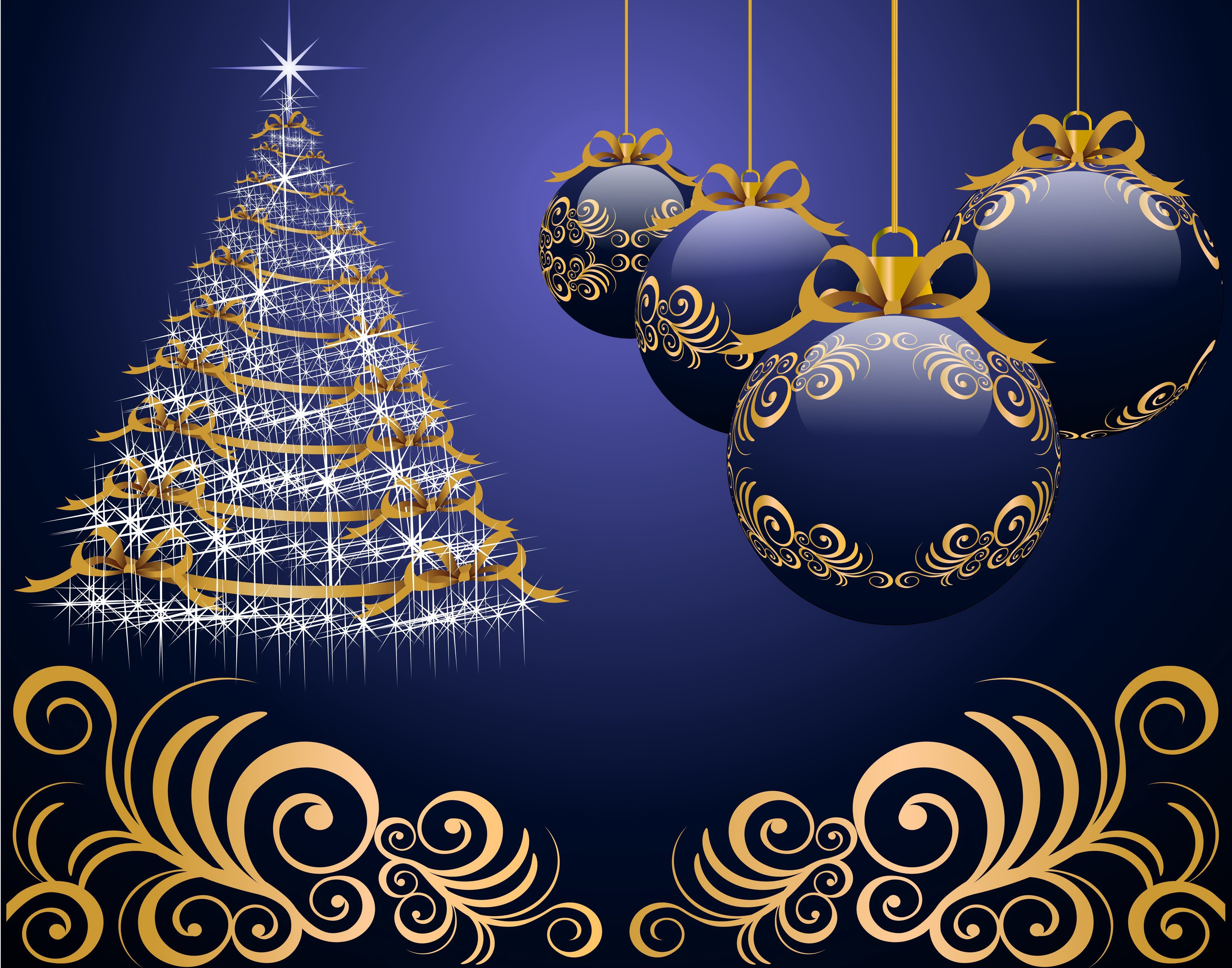 Christmas tree with ornaments and decorations HD Wallpaper