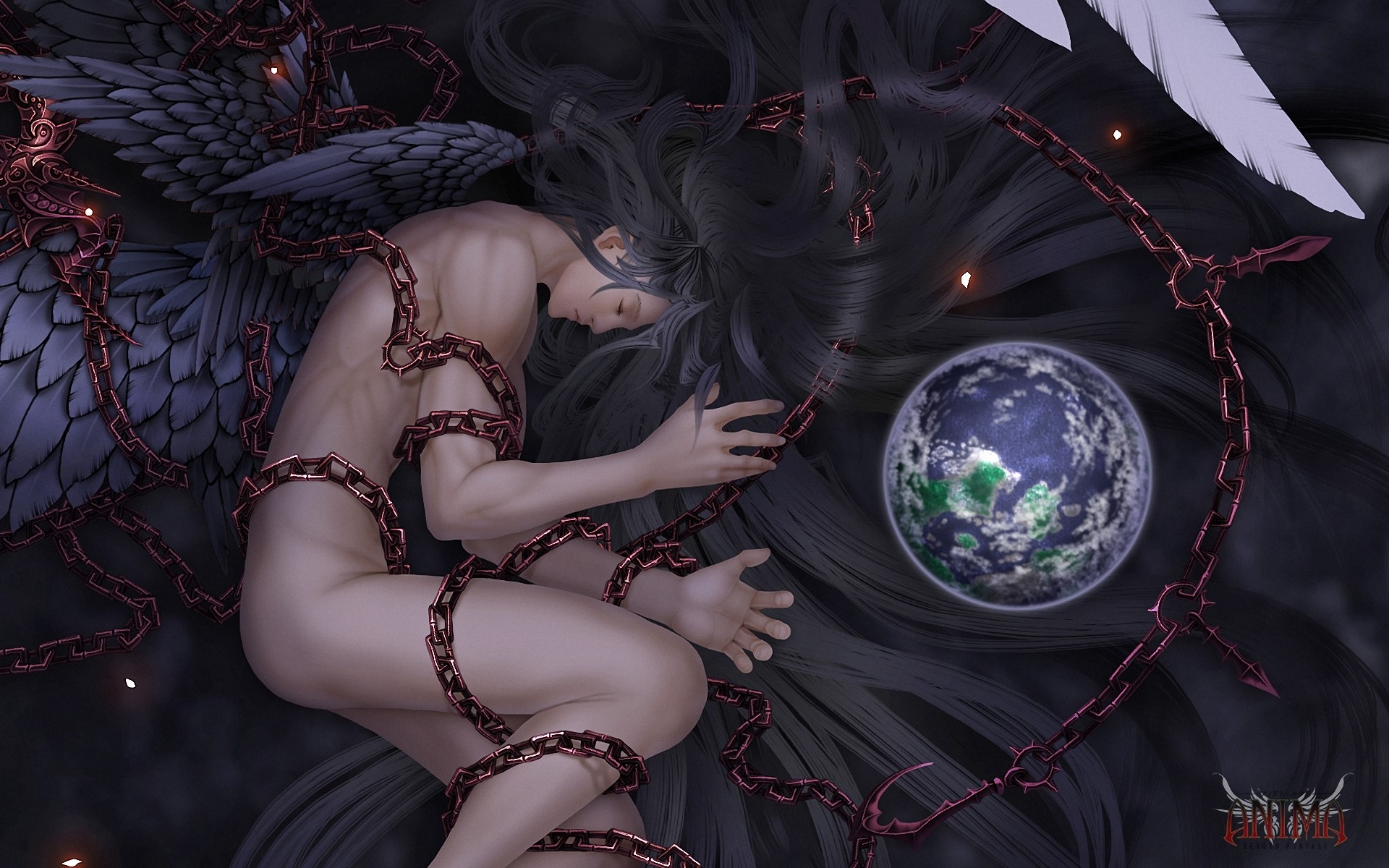 Anima: Beyond Fantasy chained angel with Earth HD Wallpaper