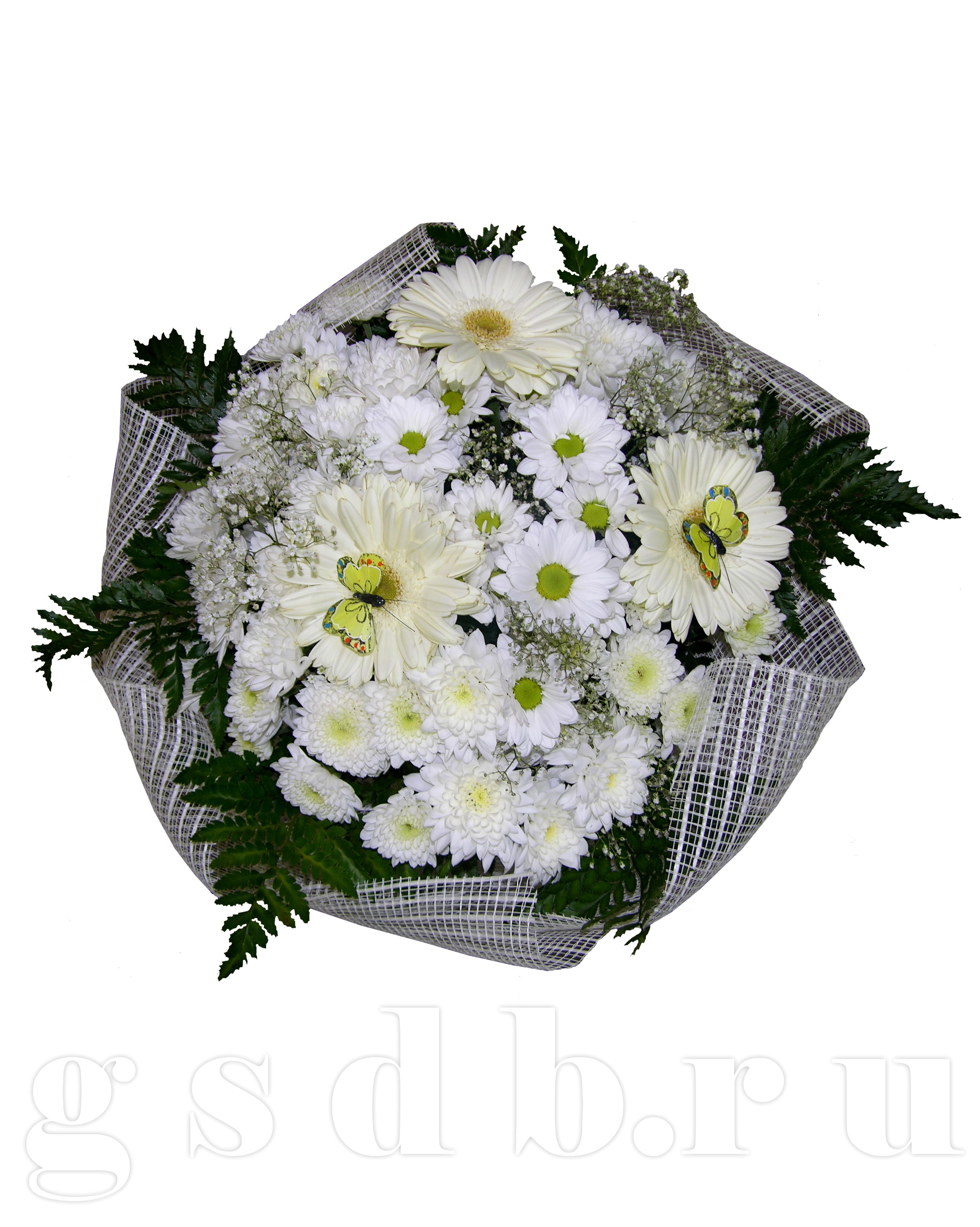 White flower bouquet with butterflies HD Phone Wallpaper