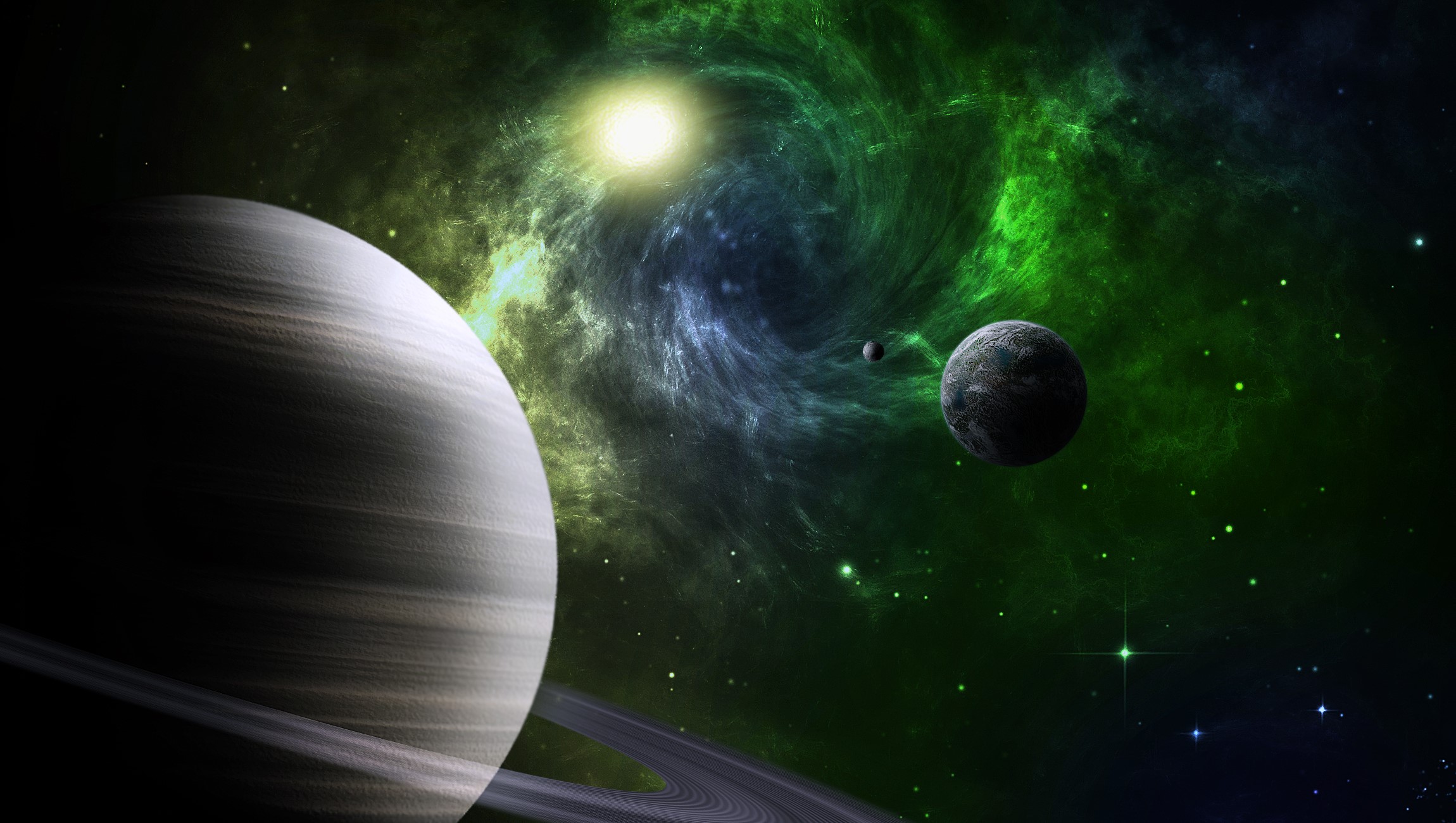 Planets and Nebula in Outer Space HD Wallpaper