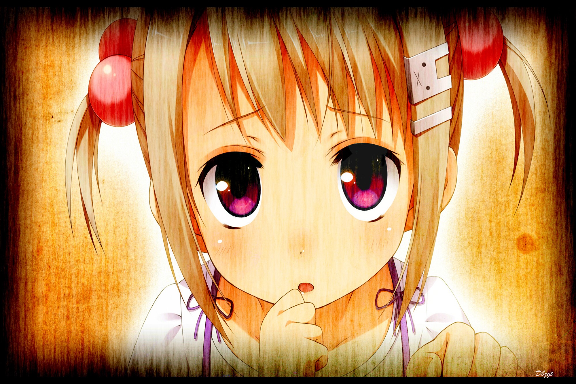 Anime girl with pigtails and pink bows HD Wallpaper