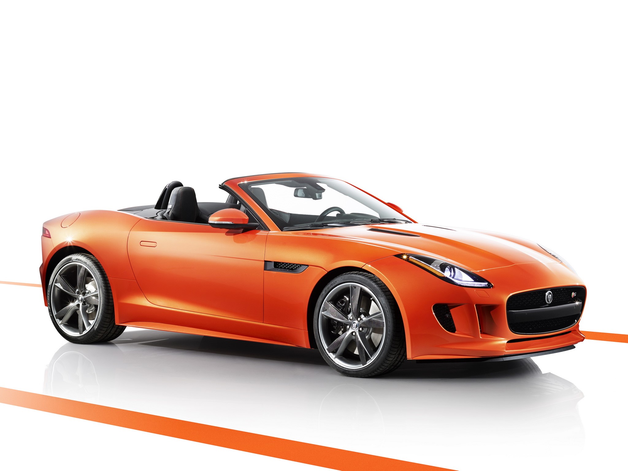Orange Jaguar F-Type S Cabriolet HD Wallpaper