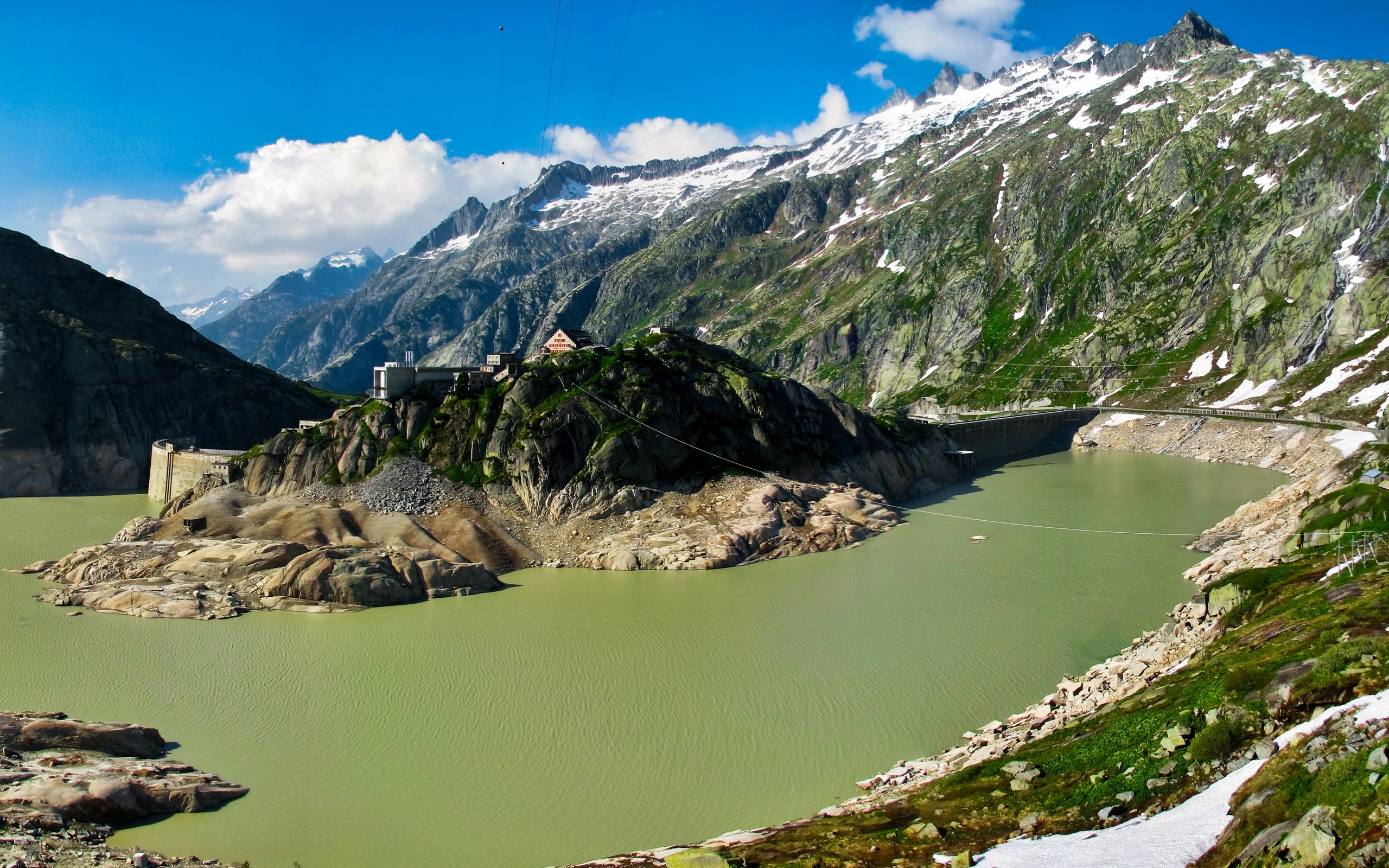 Grimsel Pass Dam and Reservoir, Switzerland HD Wallpaper