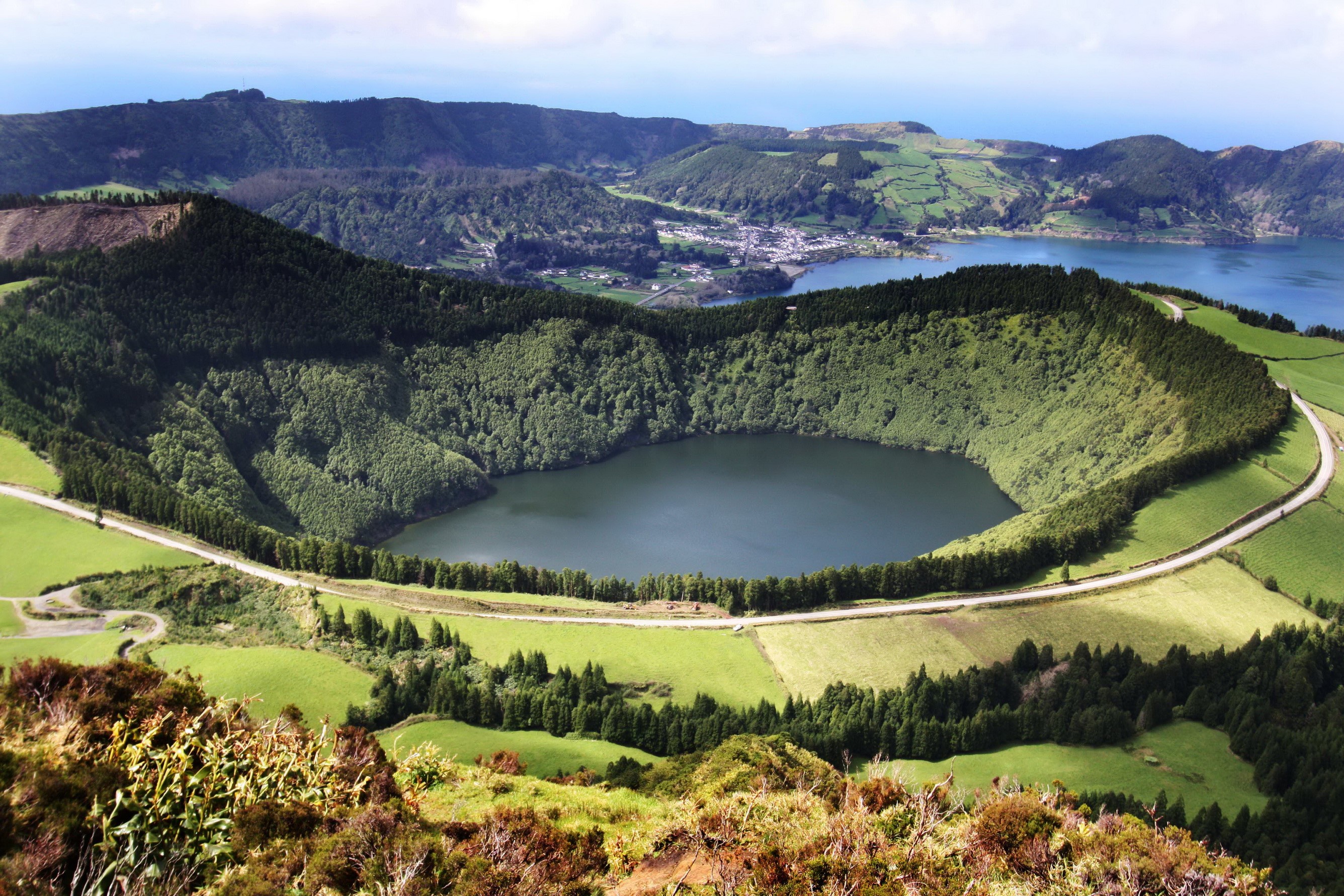 Azores San Miguel Scenery Portugal From Above Clouds HD Wallpaper 