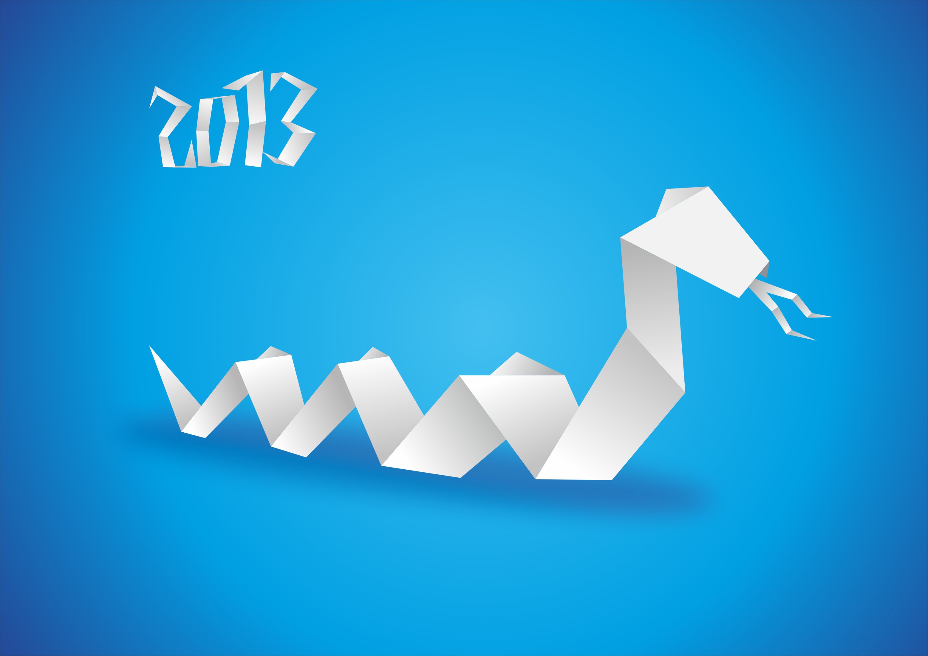 Origami Snake and 2013 Year of the Snake HD Wallpaper