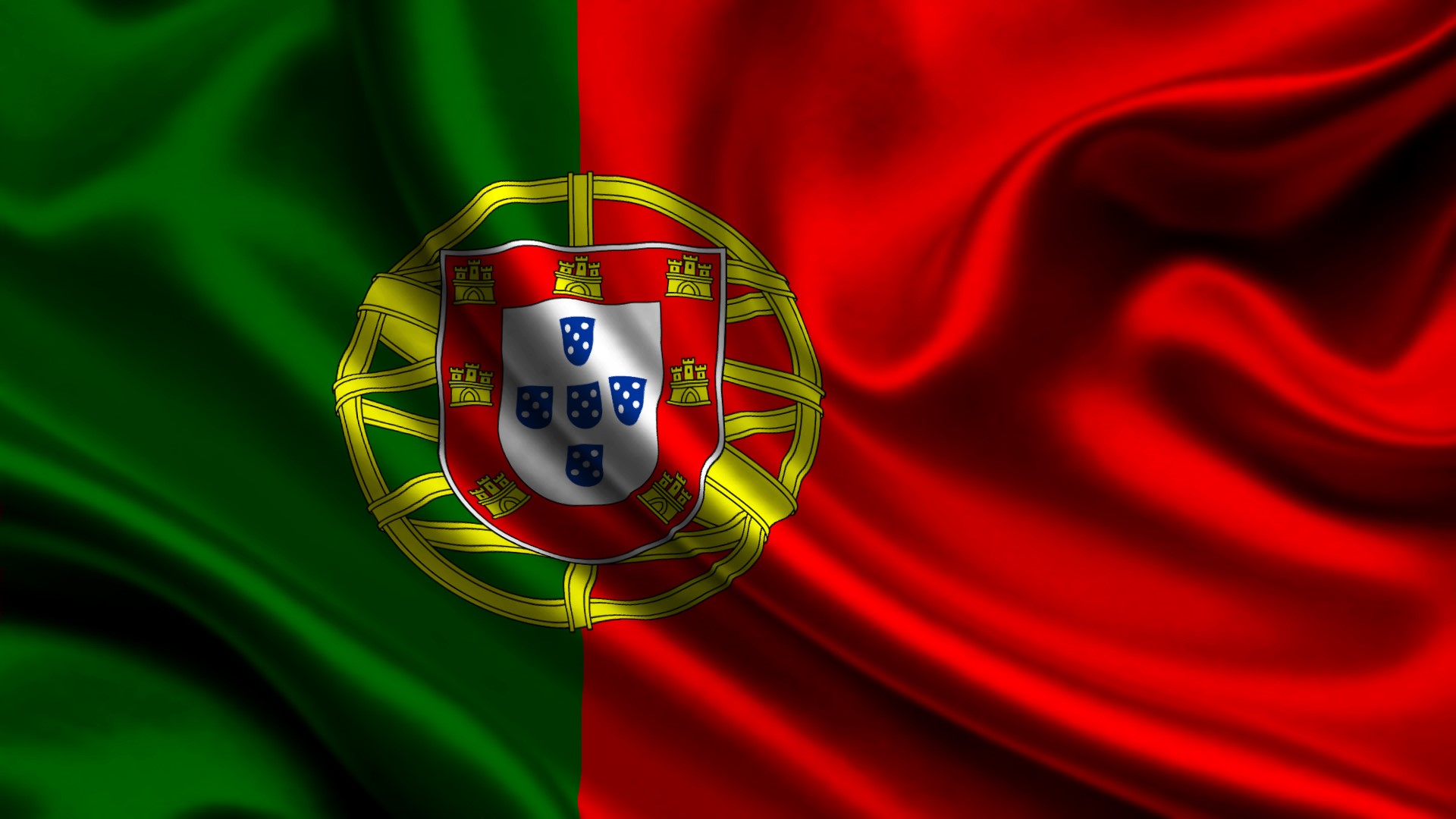 Portugal National Flag with Emblem HD Wallpaper