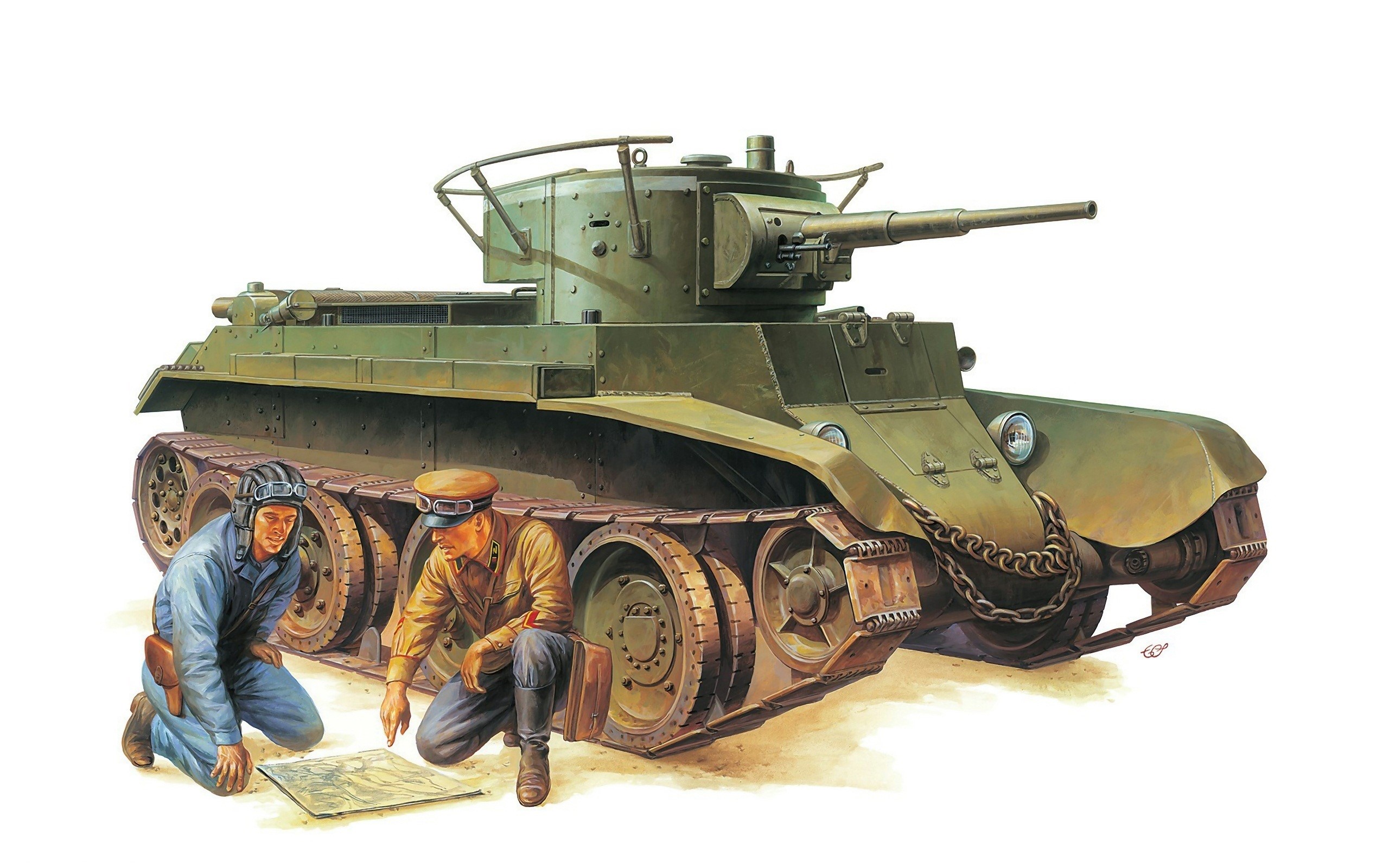 Two soldiers studying a map next to a tank HD Wallpaper