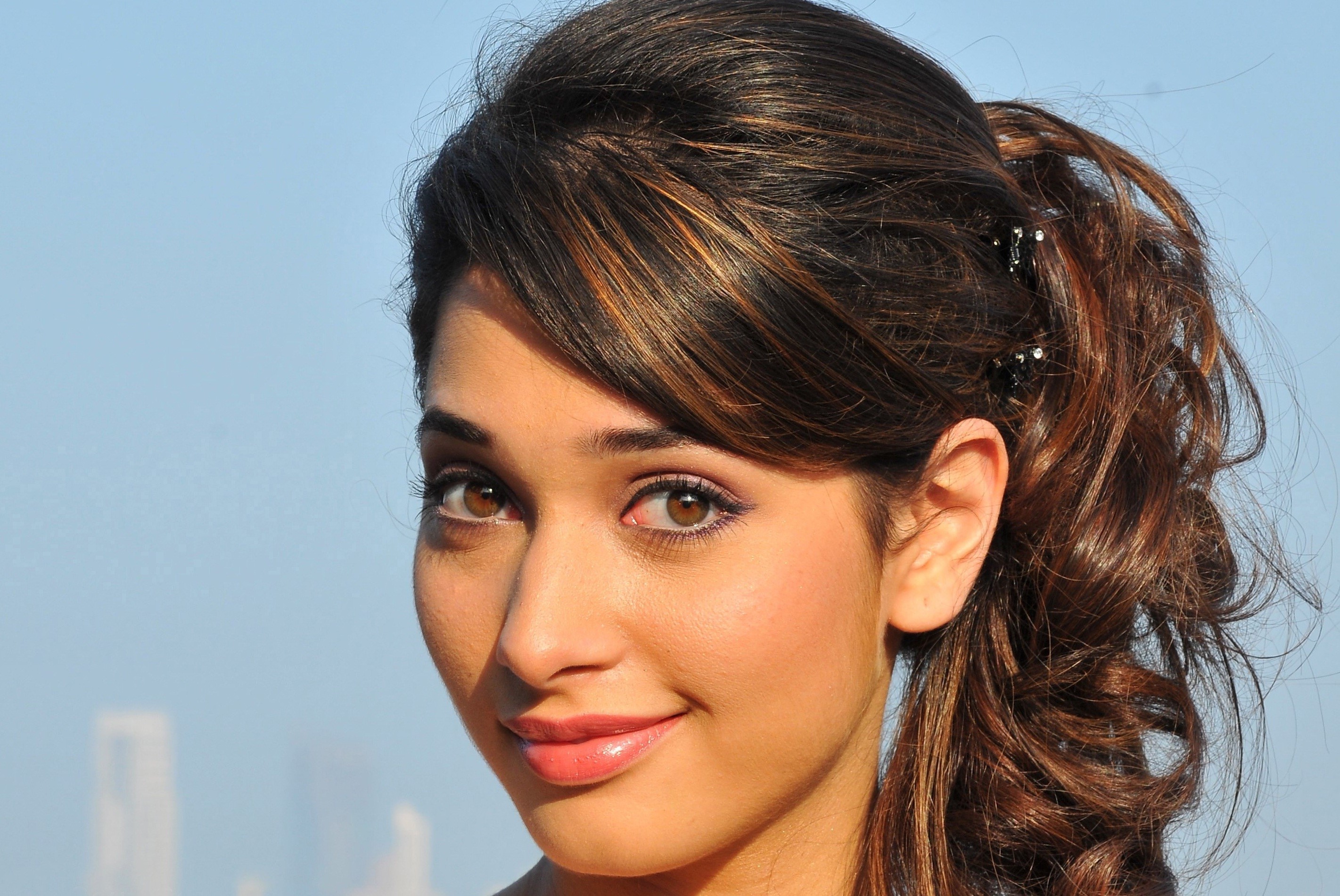 Tamanna Bhatia with her hair in a ponytail HD Wallpaper
