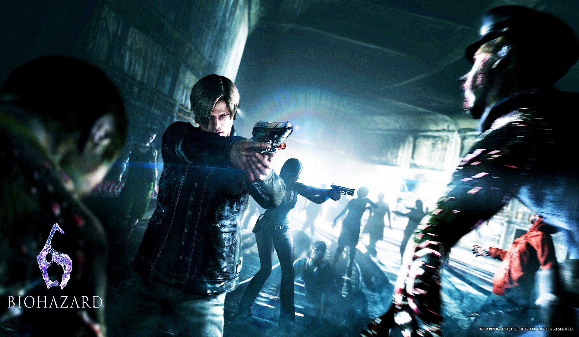 Leon S. Kennedy from Resident Evil 6 fighting zombies HD Wallpaper