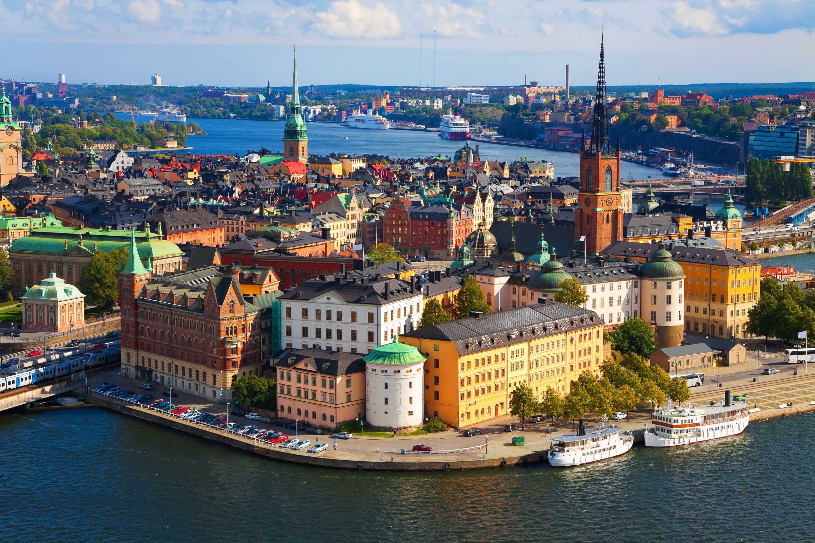 Stockholm, Sweden cityscape with Gamla Stan and water HD Wallpaper