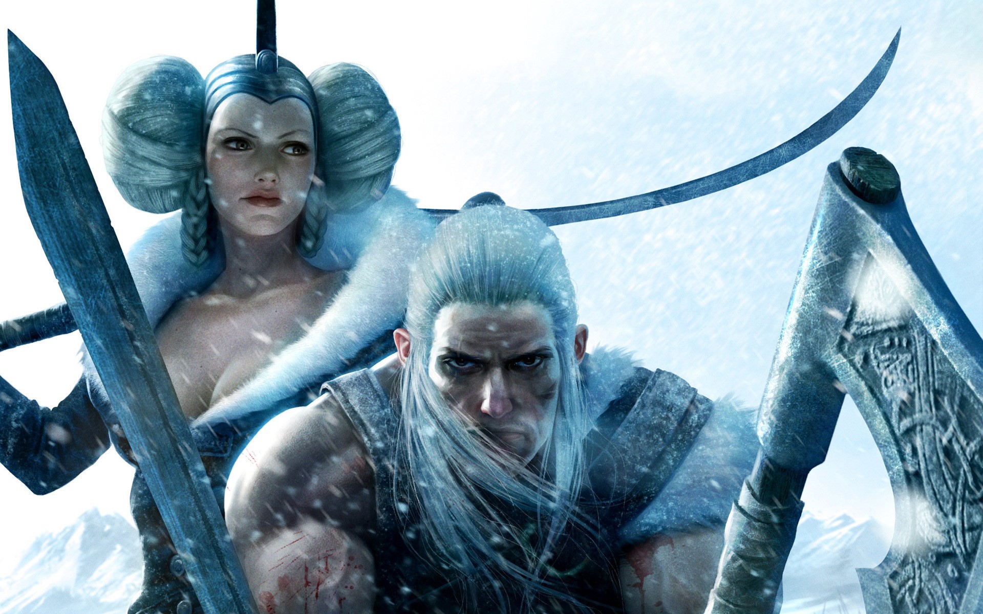 Warriors with swords and axes in Viking: Battle For Asgard HD Wallpaper