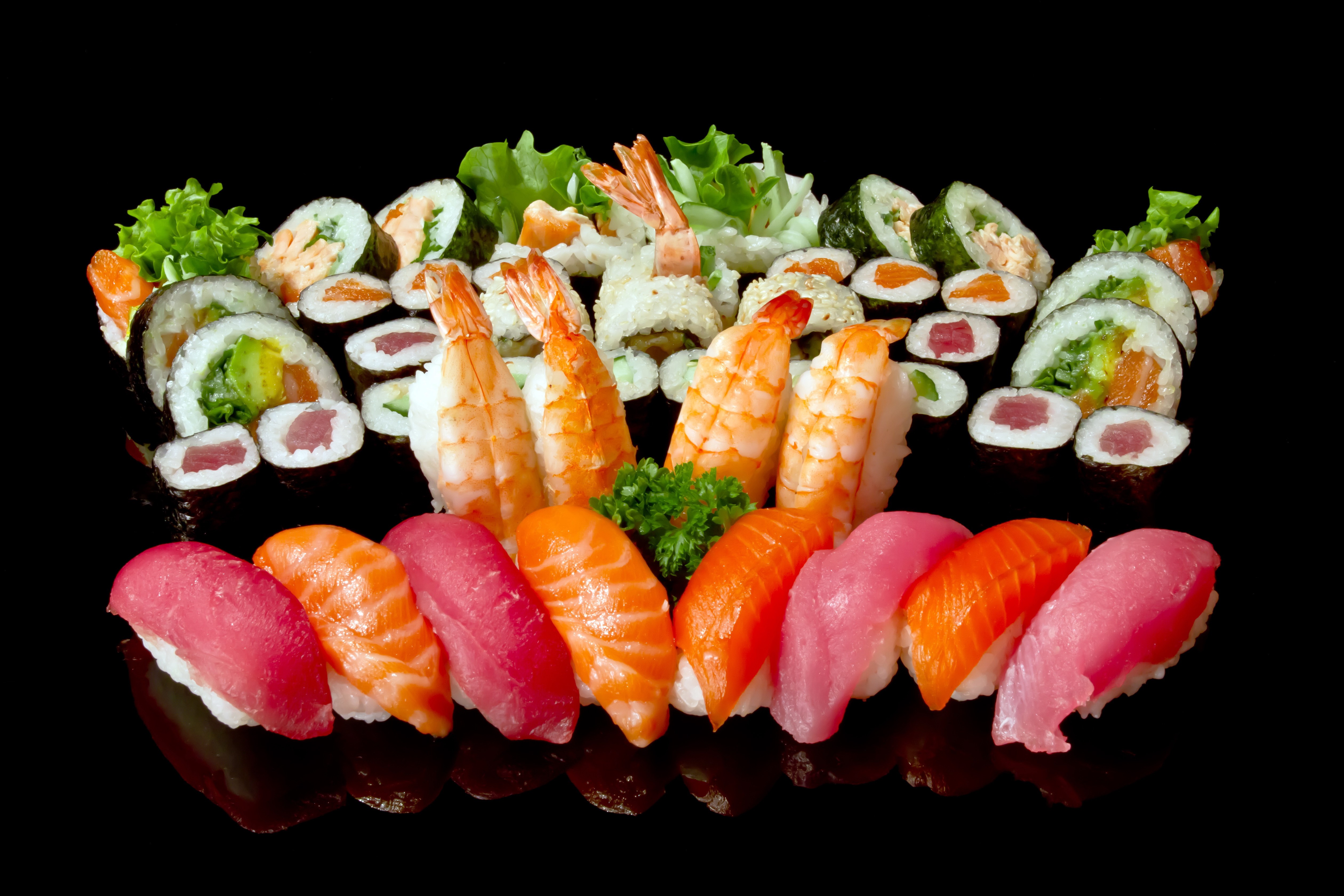 Sushi and Seafood Platter HD Wallpaper
