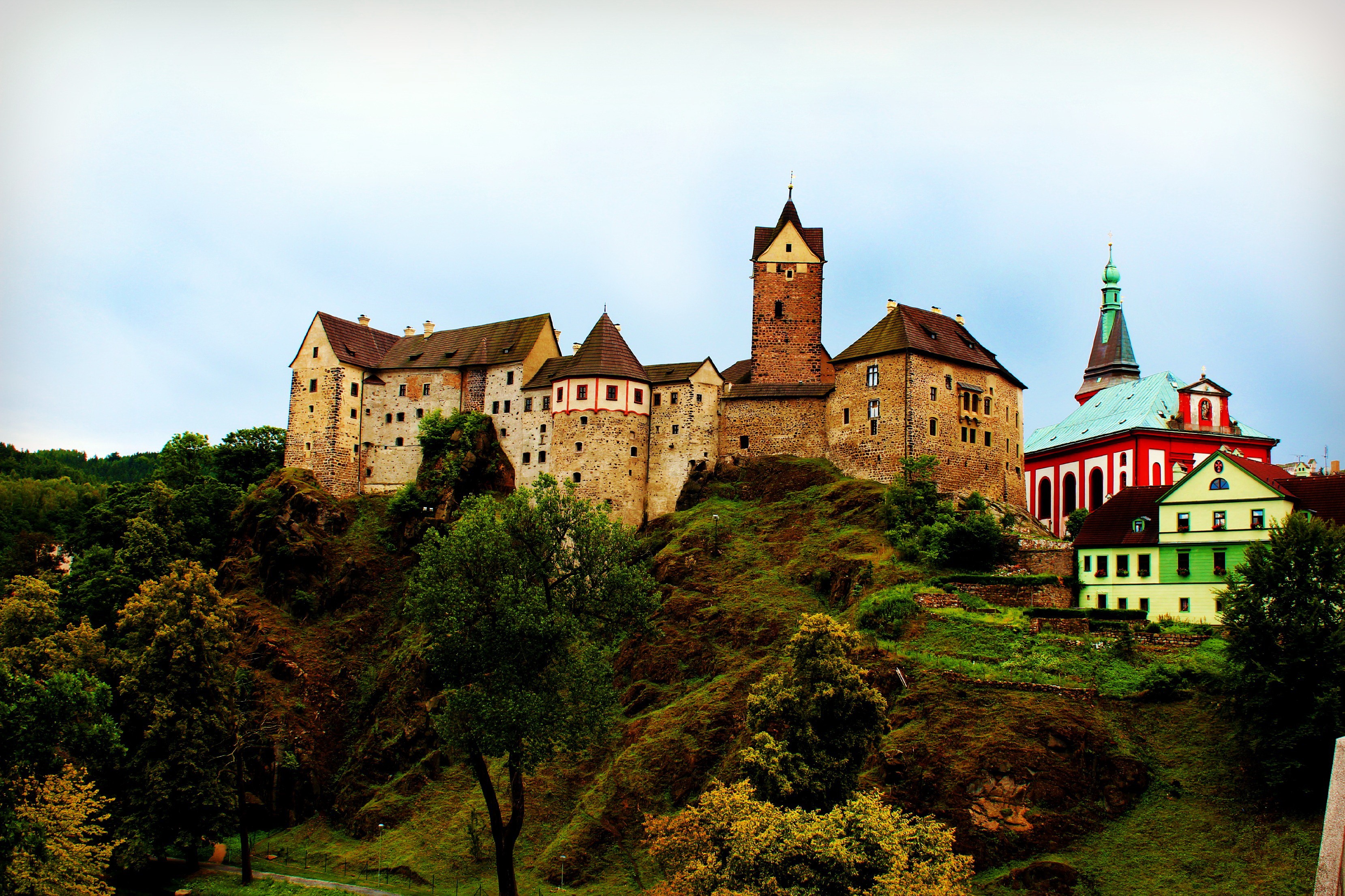 Loket Castle and Church in the Czech Republic HD Wallpaper