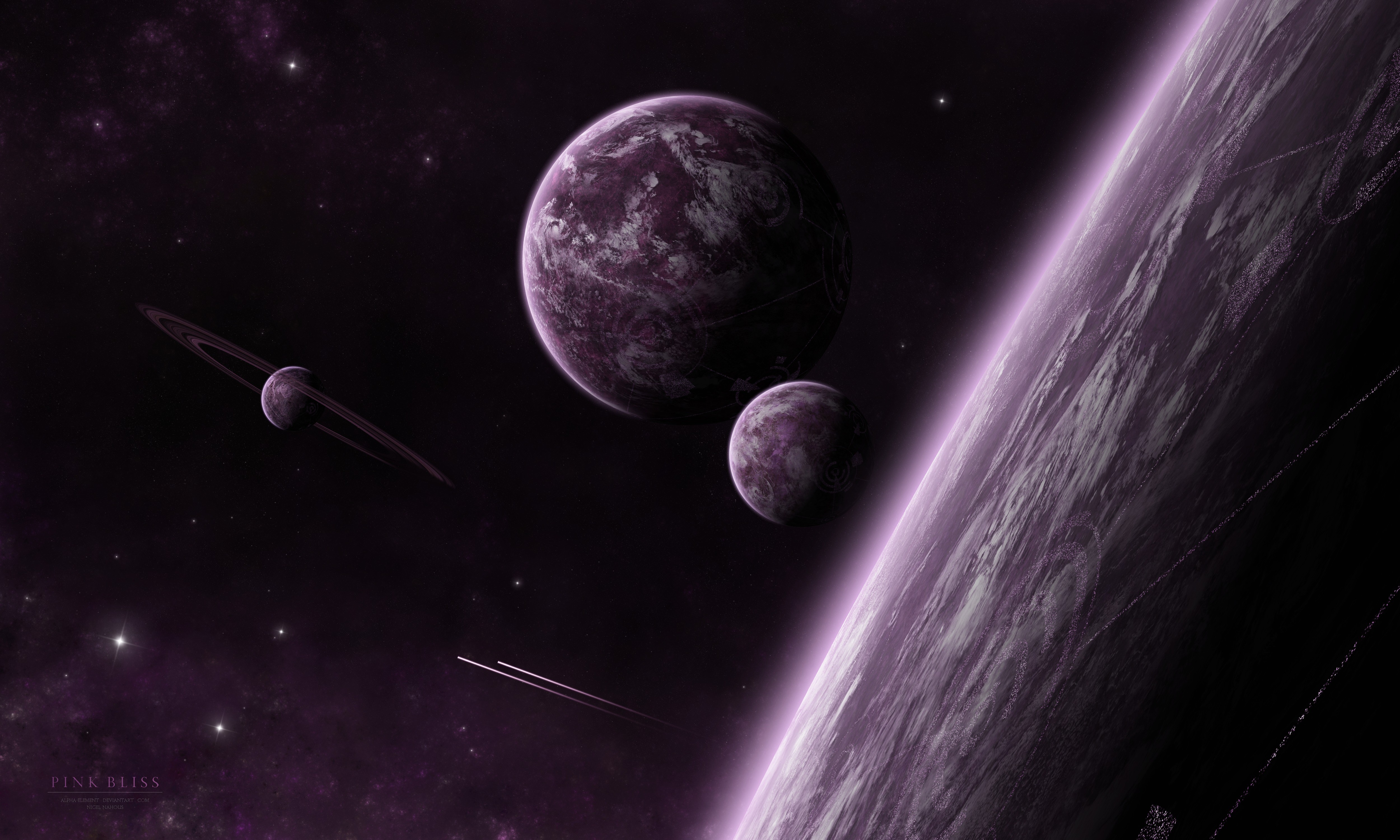 Planets in deep space with nebula and stars HD Wallpaper