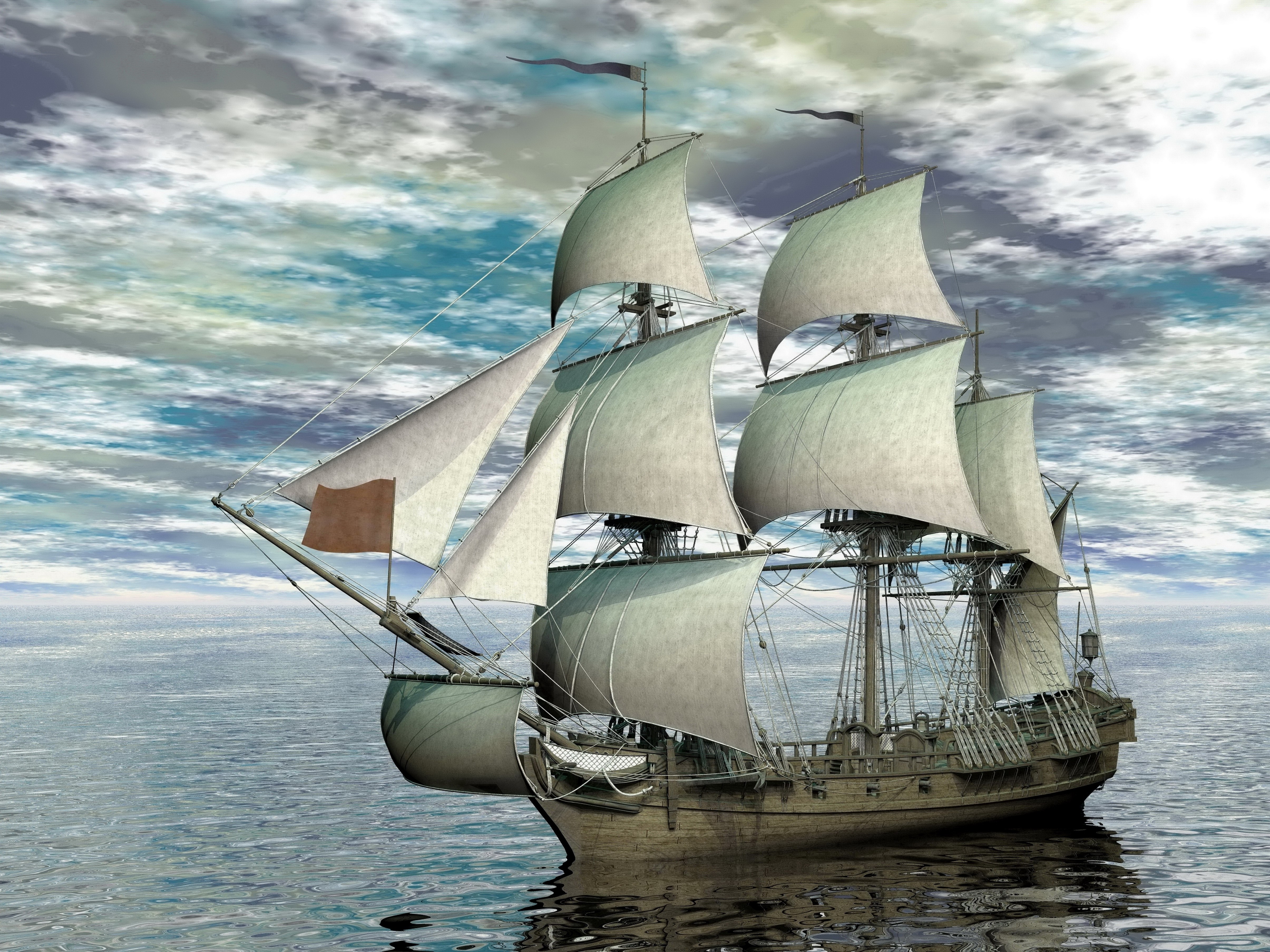4K Sailing Ship on the Sea HD Wallpaper
