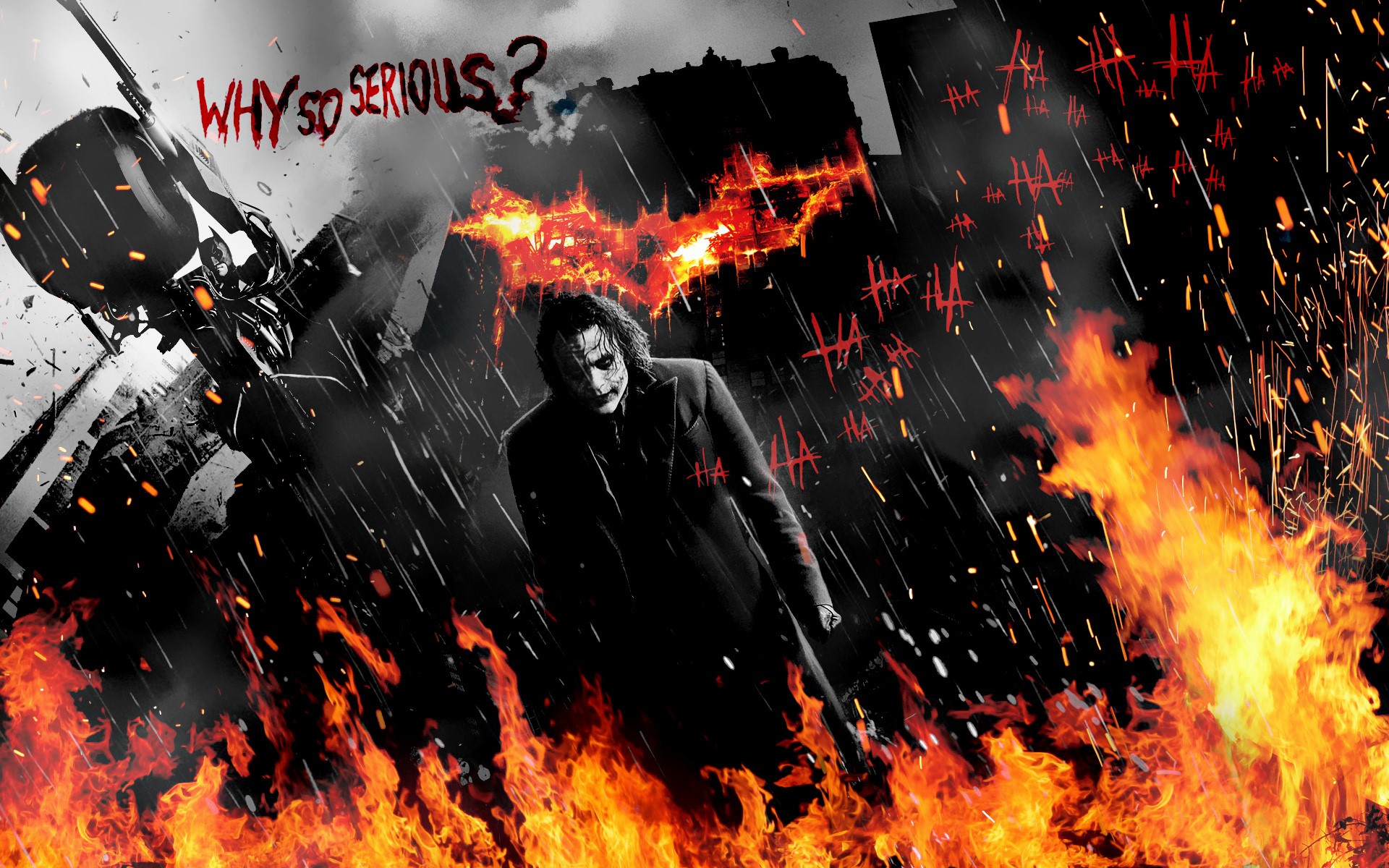 The Joker from The Dark Knight in fire HD Wallpaper