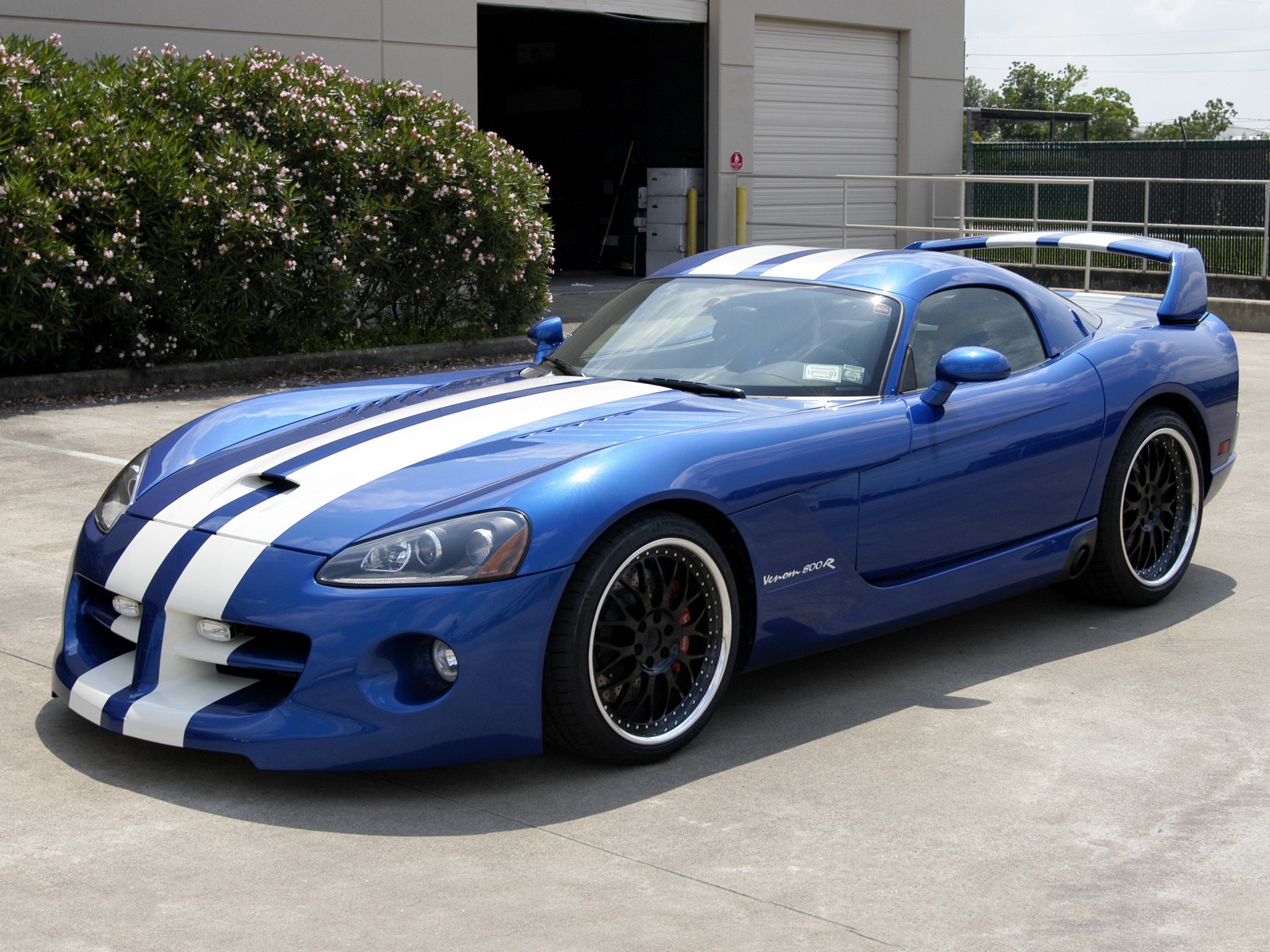 Blue Hennessey Viper with White Stripes HD Wallpaper