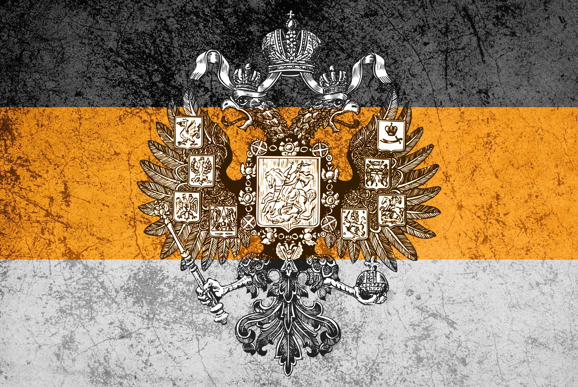 Russian Empire flag with double-headed eagle coat of arms HD Wallpaper