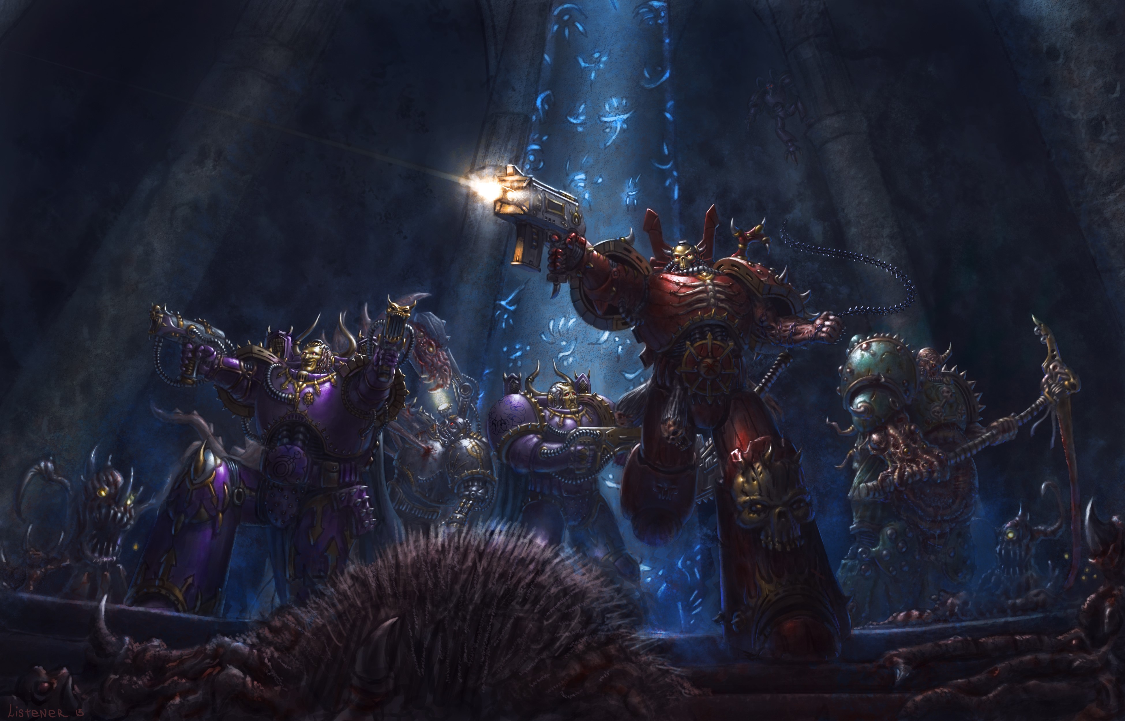 Warhammer 40000 Warriors Firing Pistols HD Wallpaper
