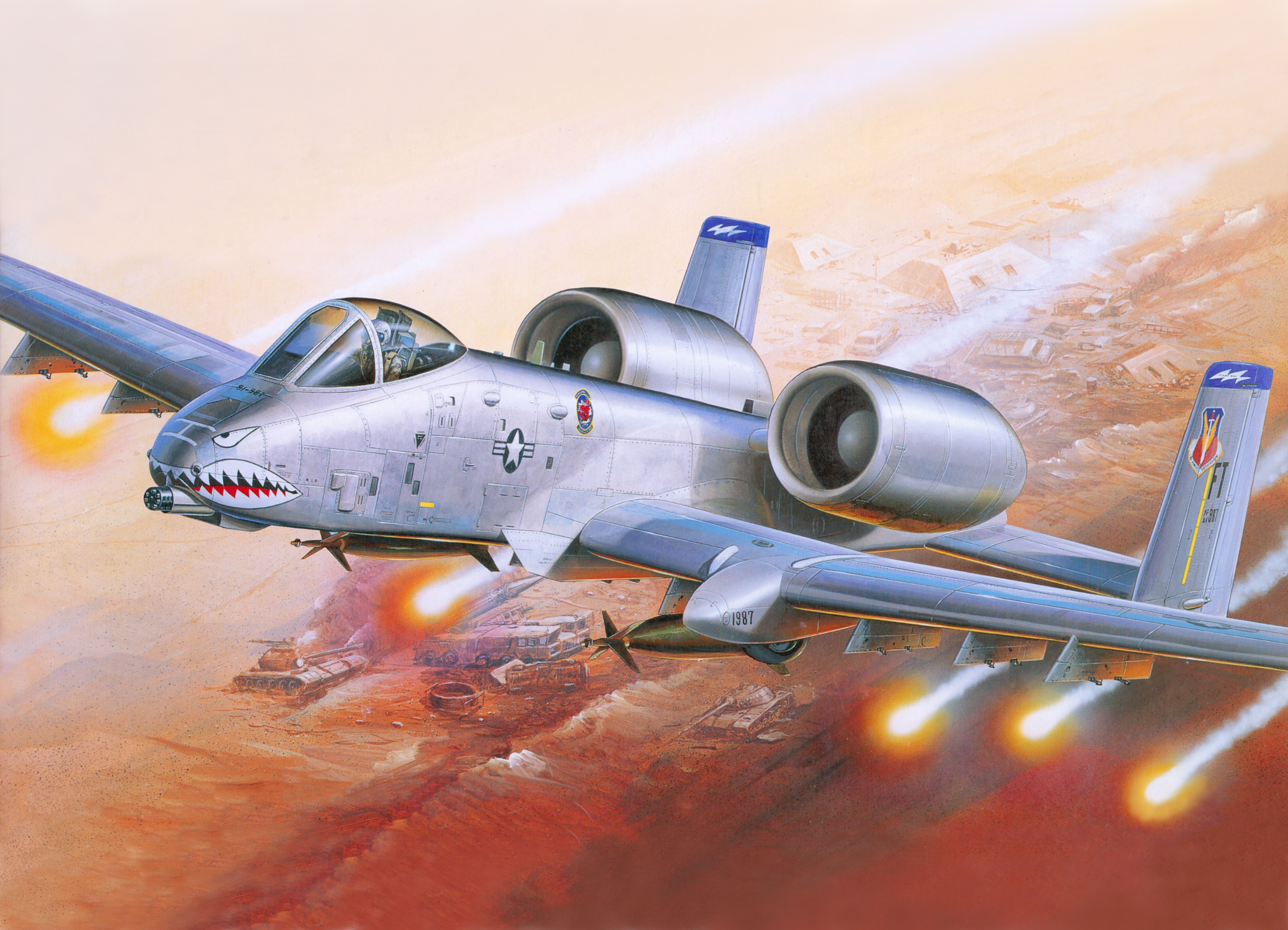 A-10 Thunderbolt II Fighter Jet Attack Painting HD Wallpaper