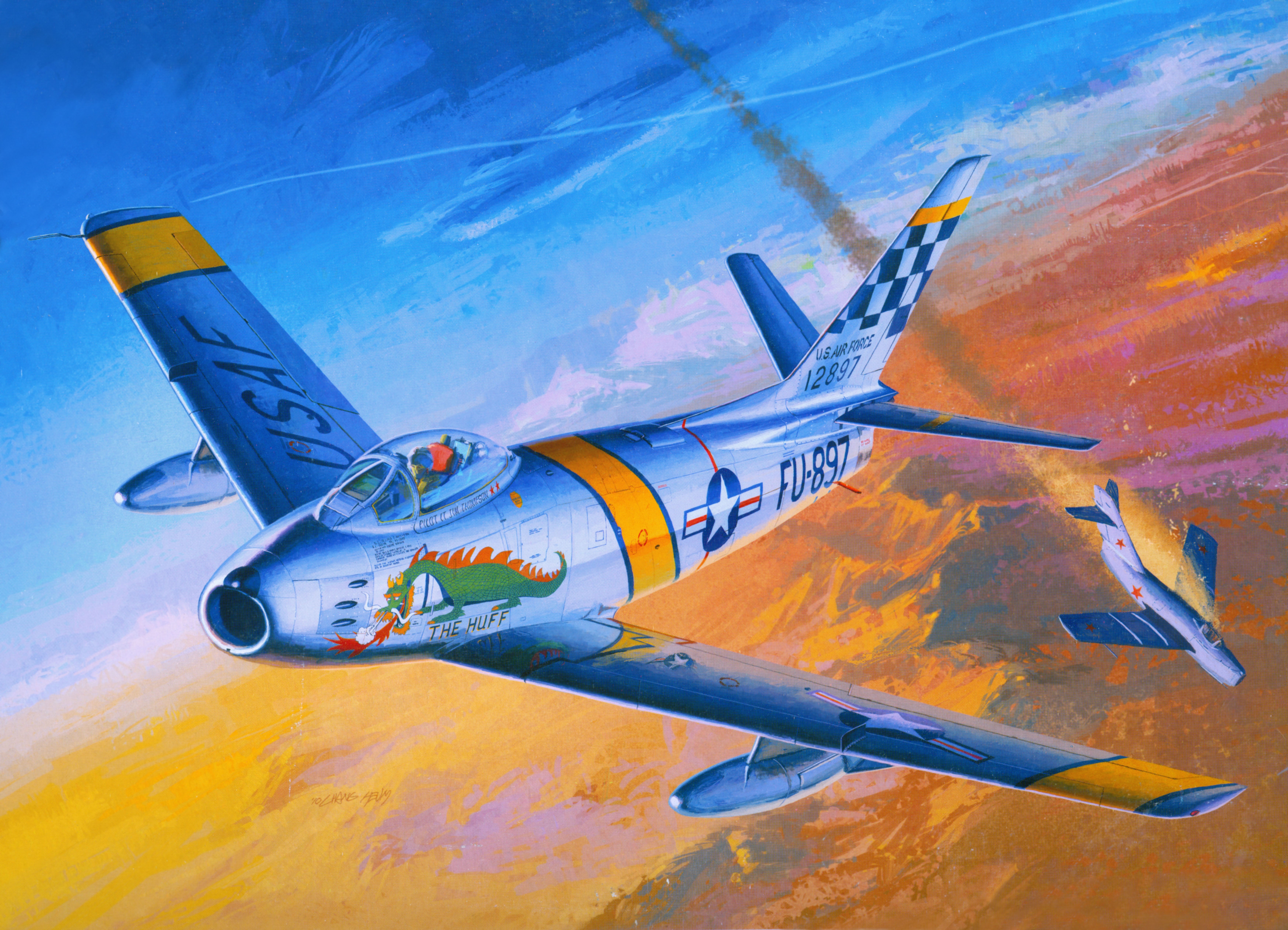 F-86F Fighter Airplane Painting Art HD Wallpaper