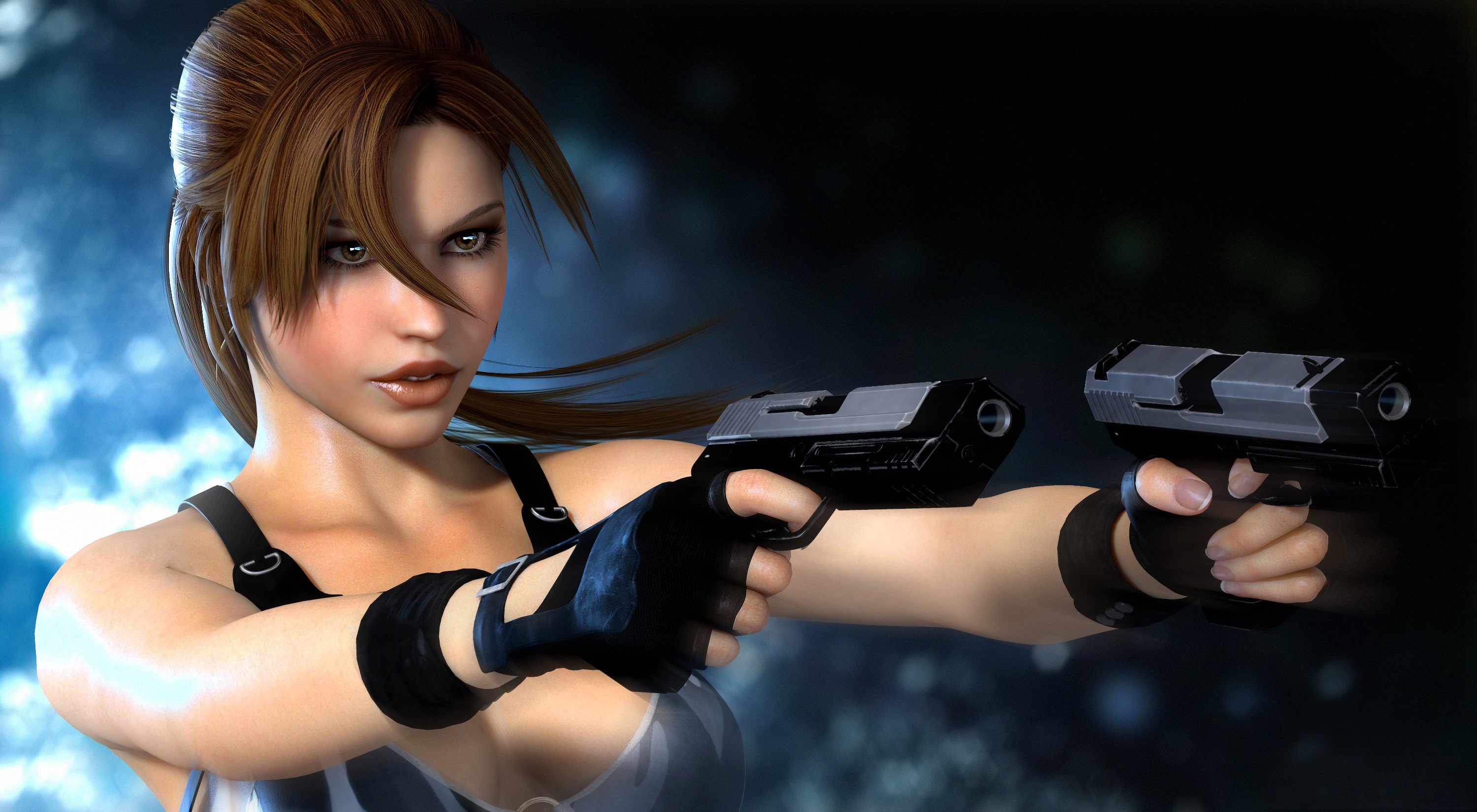 Lara Croft from Tomb Raider with Pistols HD Wallpaper