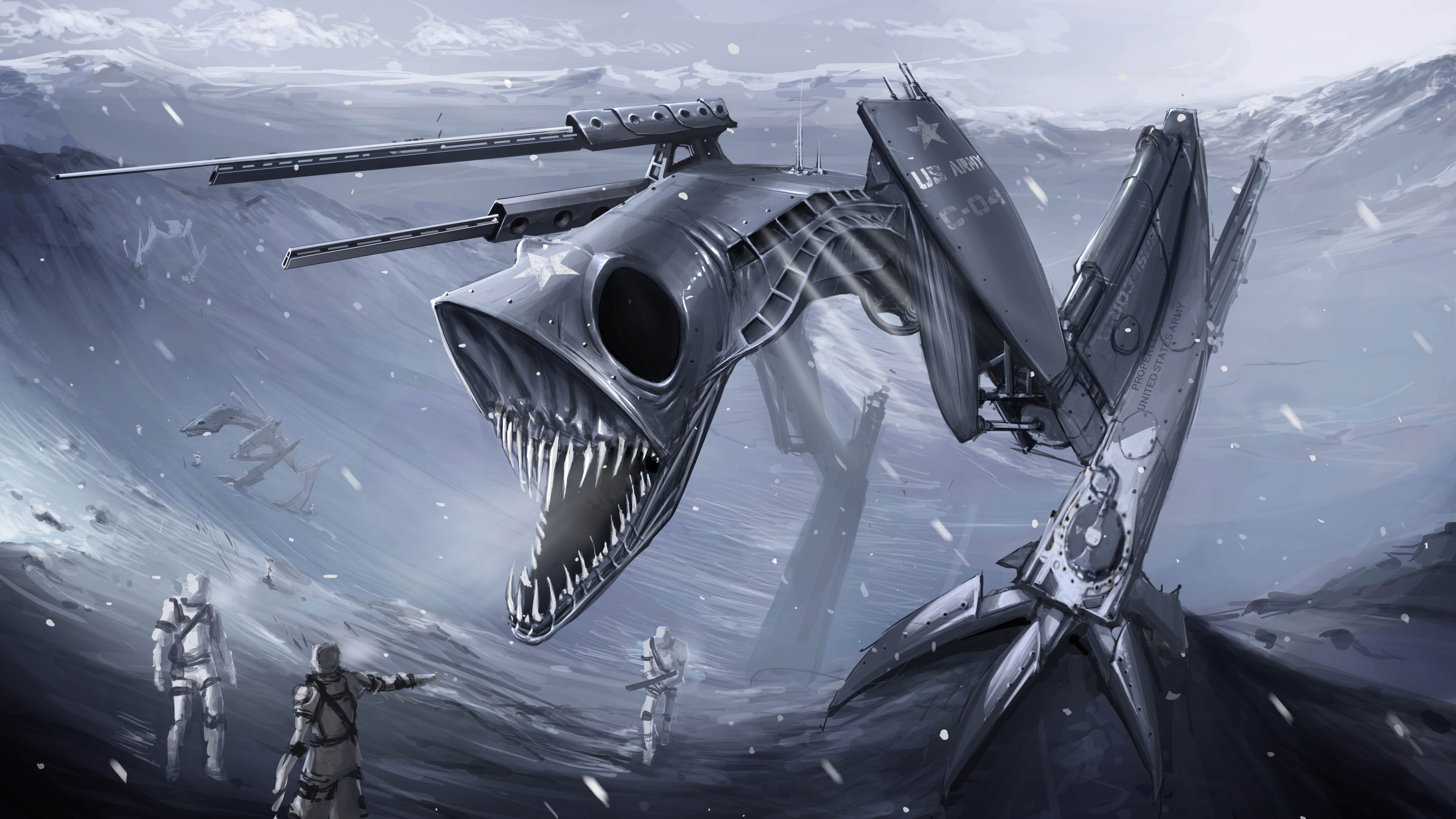 US Army Mech in Snowy Landscape HD Wallpaper