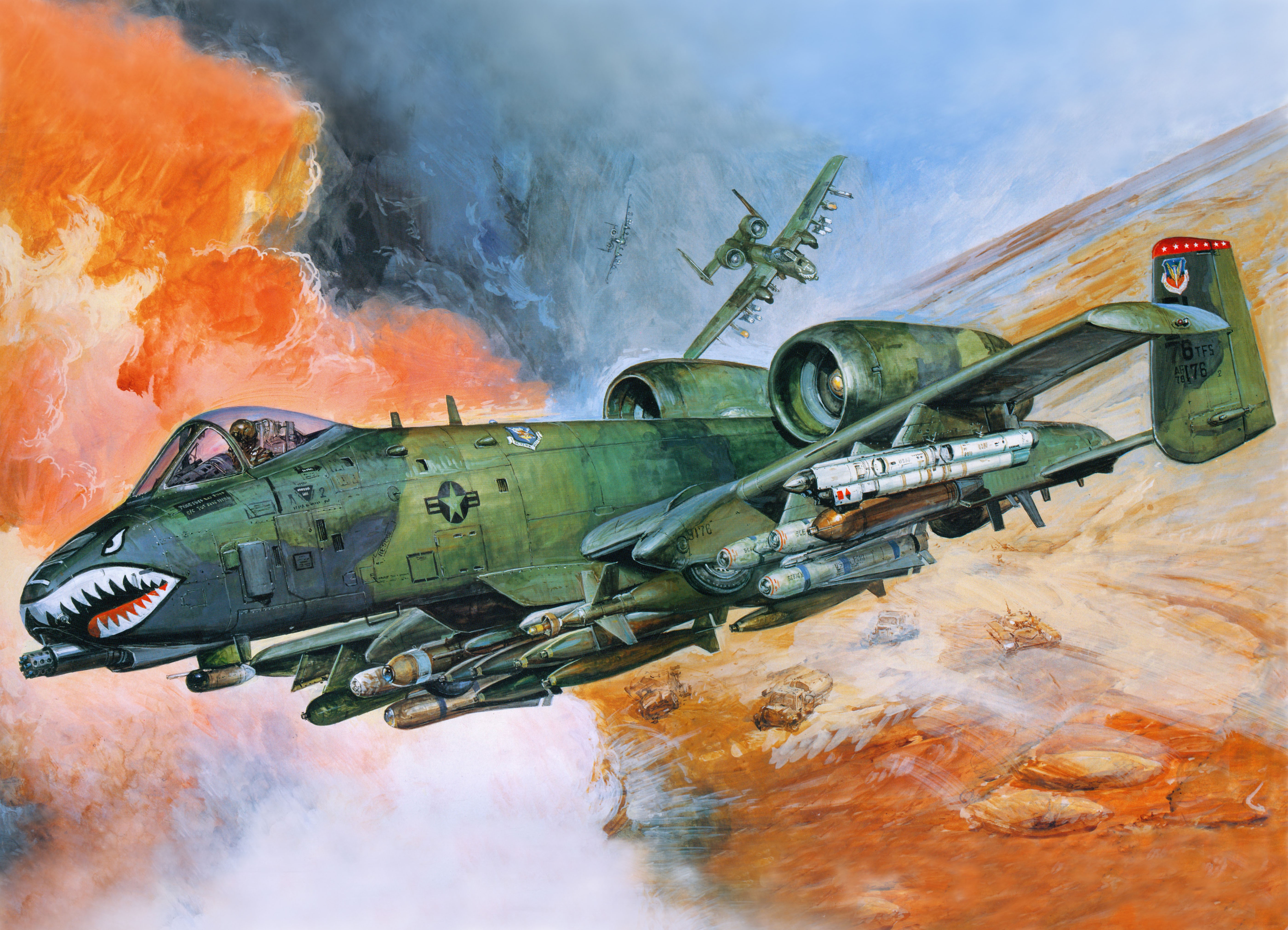 A-10 Thunderbolt II Fighter Jets in Combat HD Wallpaper