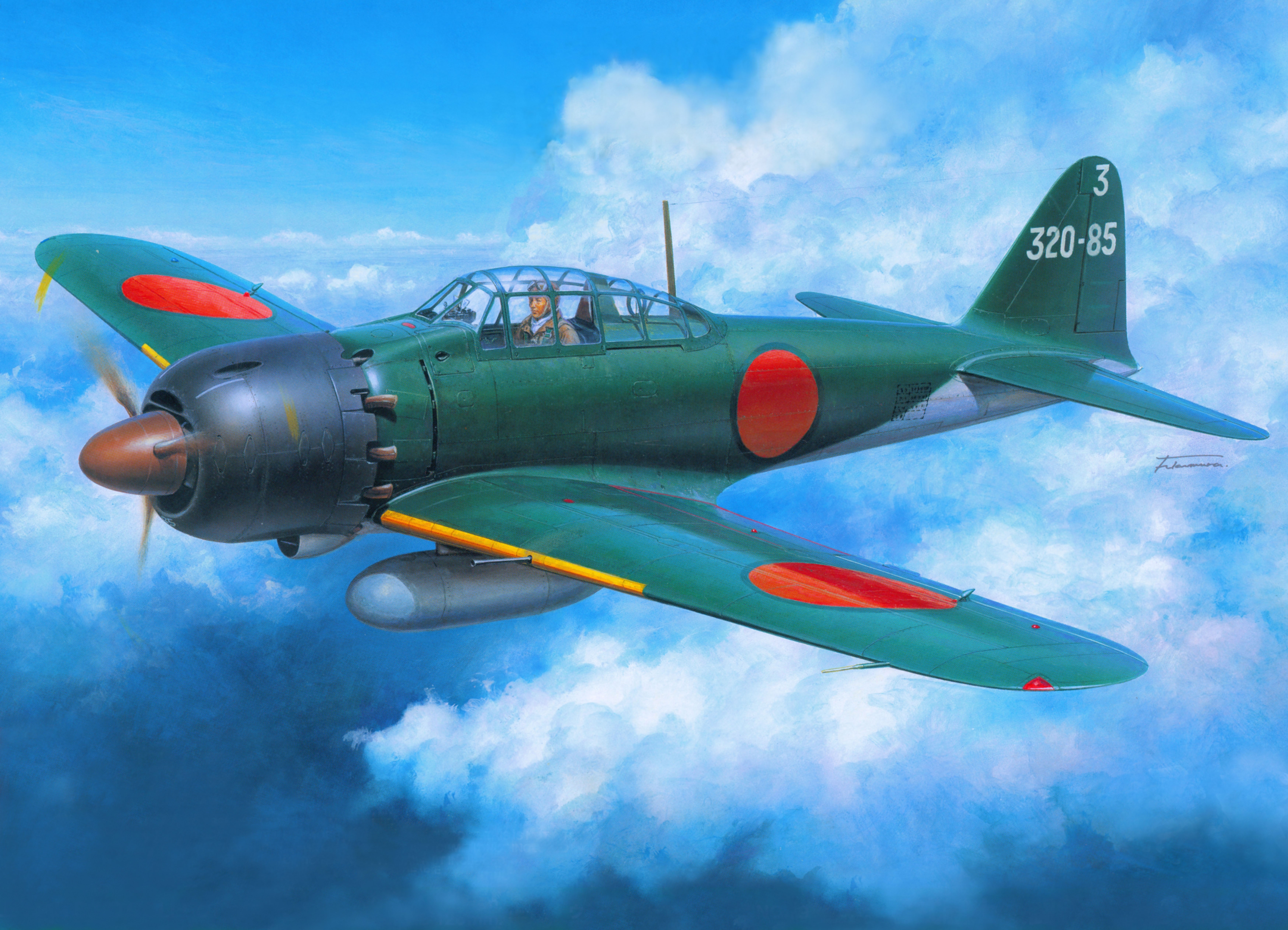 Mitsubishi A6M Zero fighter plane in flight HD Wallpaper