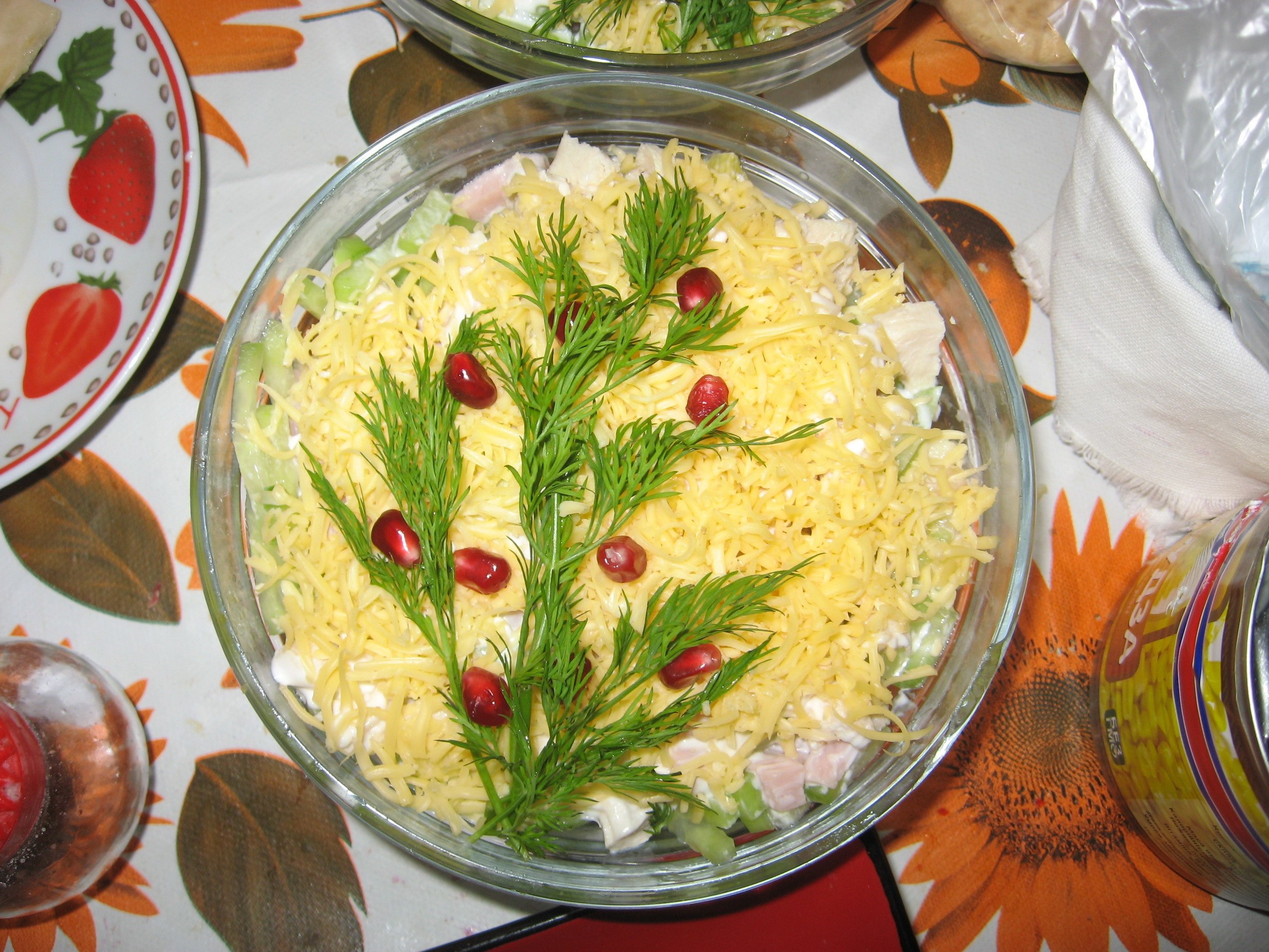 Salad with cheese and dill HD Wallpaper
