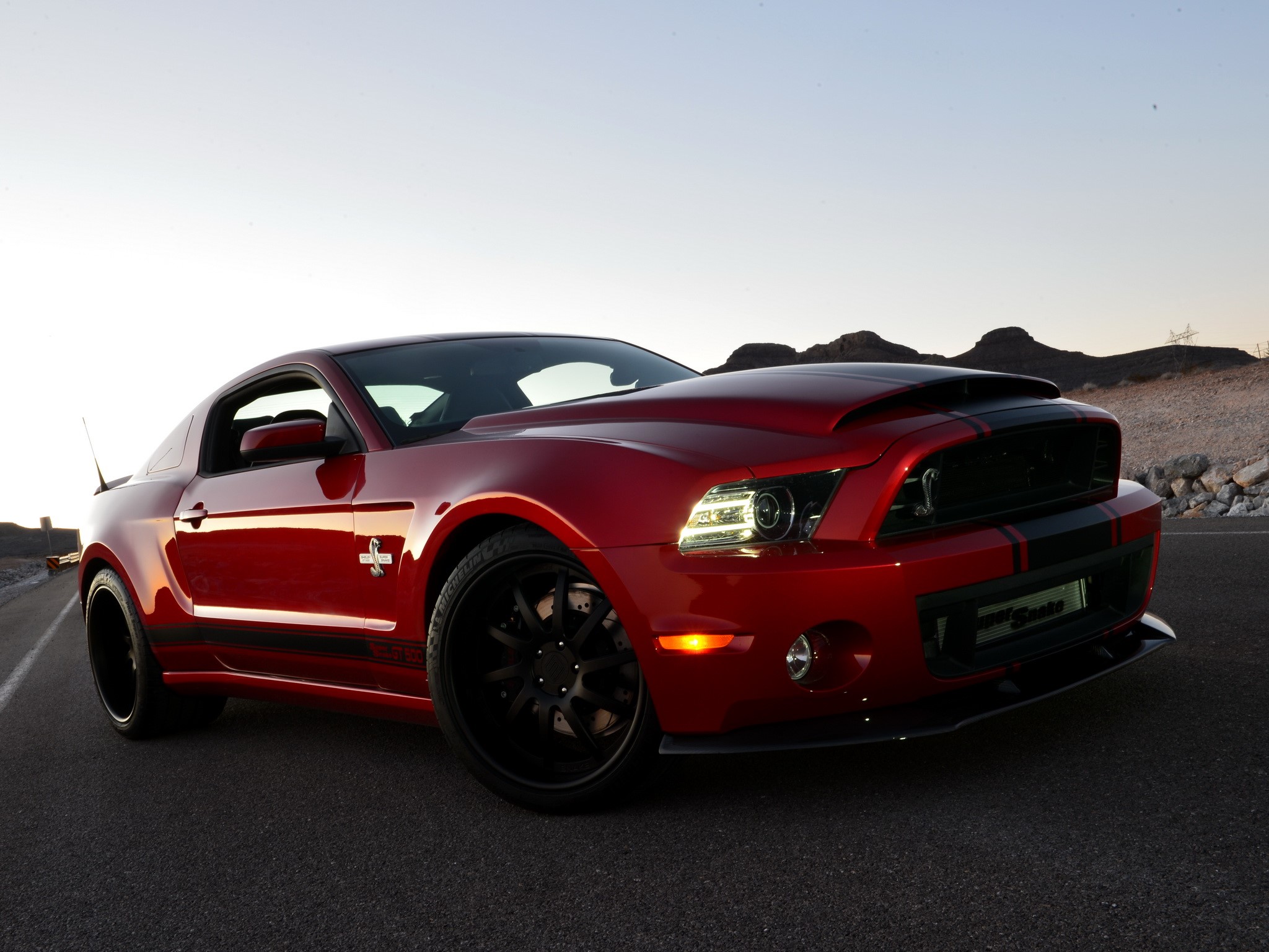 Red Ford Shelby GT500 Super Snake Wide Body HD Wallpaper