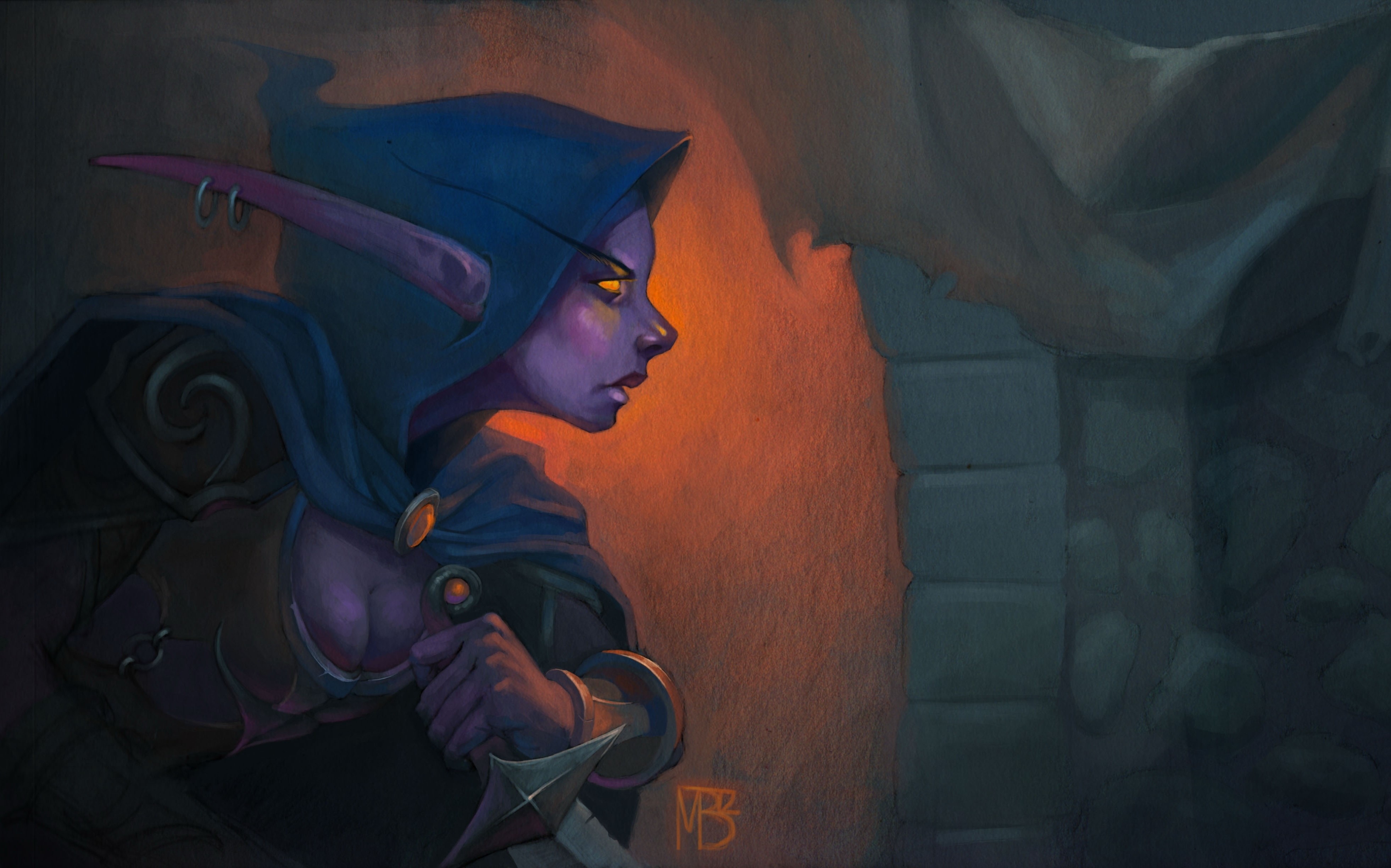 Night Elf Rogue from World of Warcraft HD Wallpaper