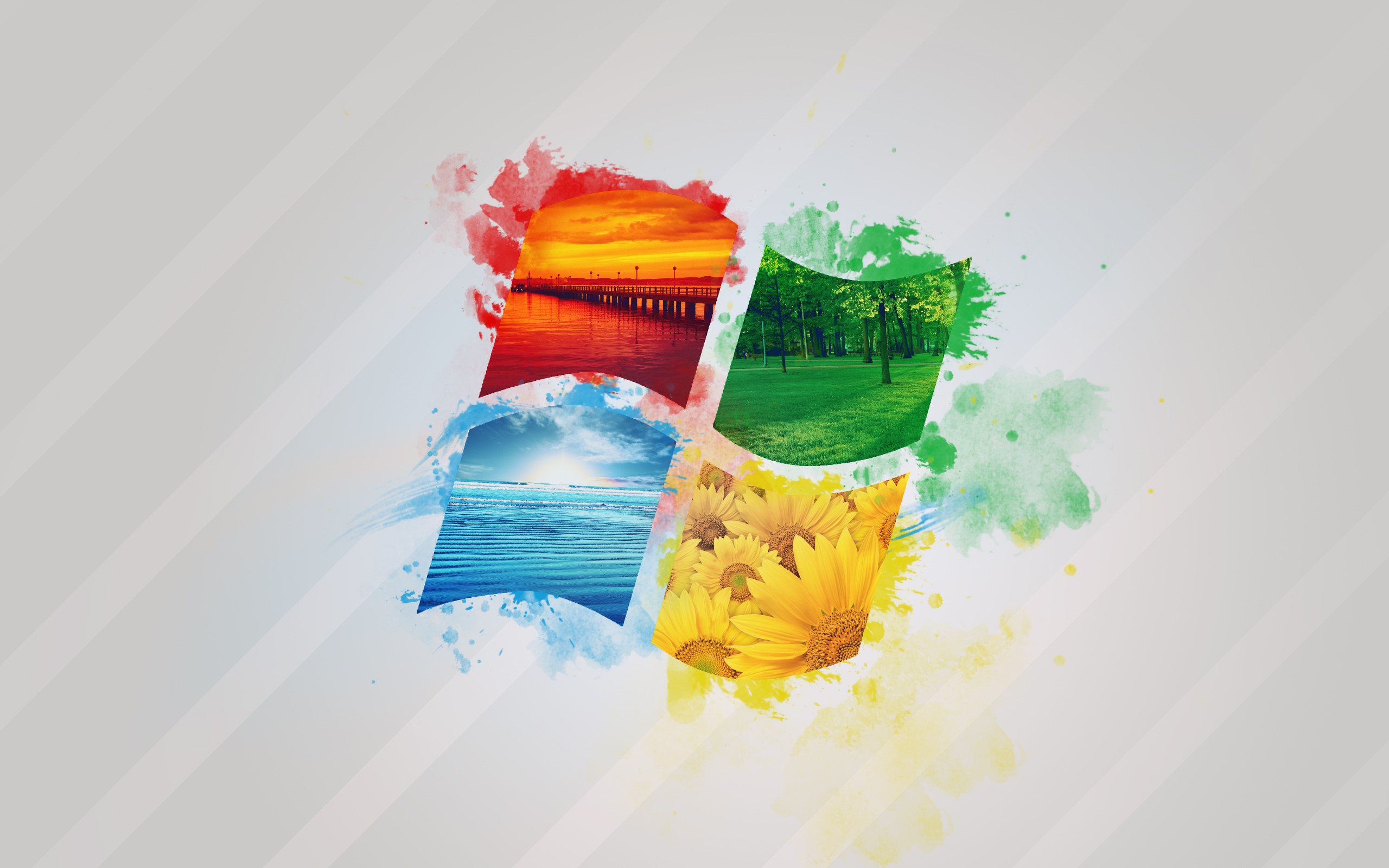 Windows logo with nature scenes HD Wallpaper