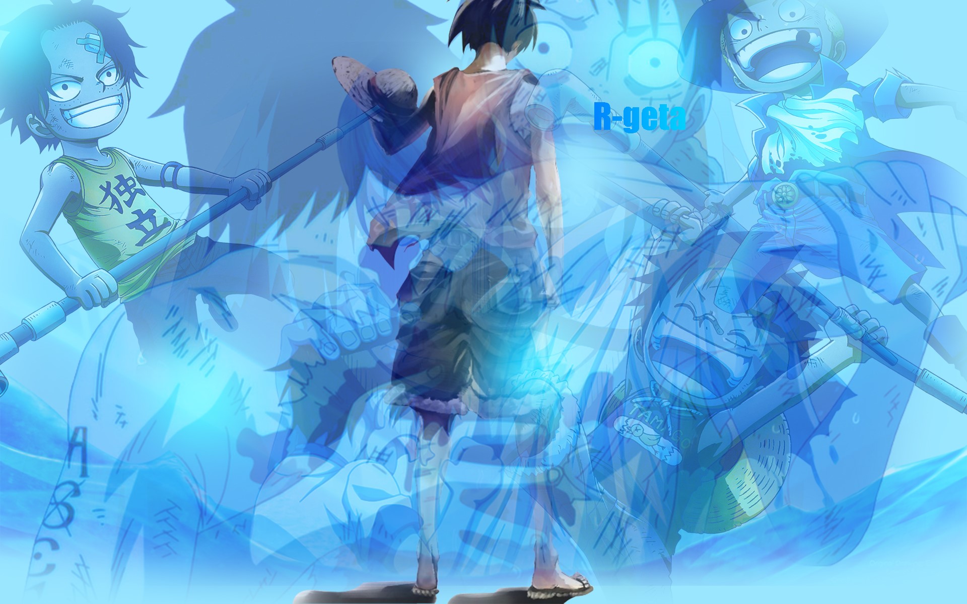 Montage of Monkey D. Luffy and Portgas D. Ace from One Piece HD Wallpaper