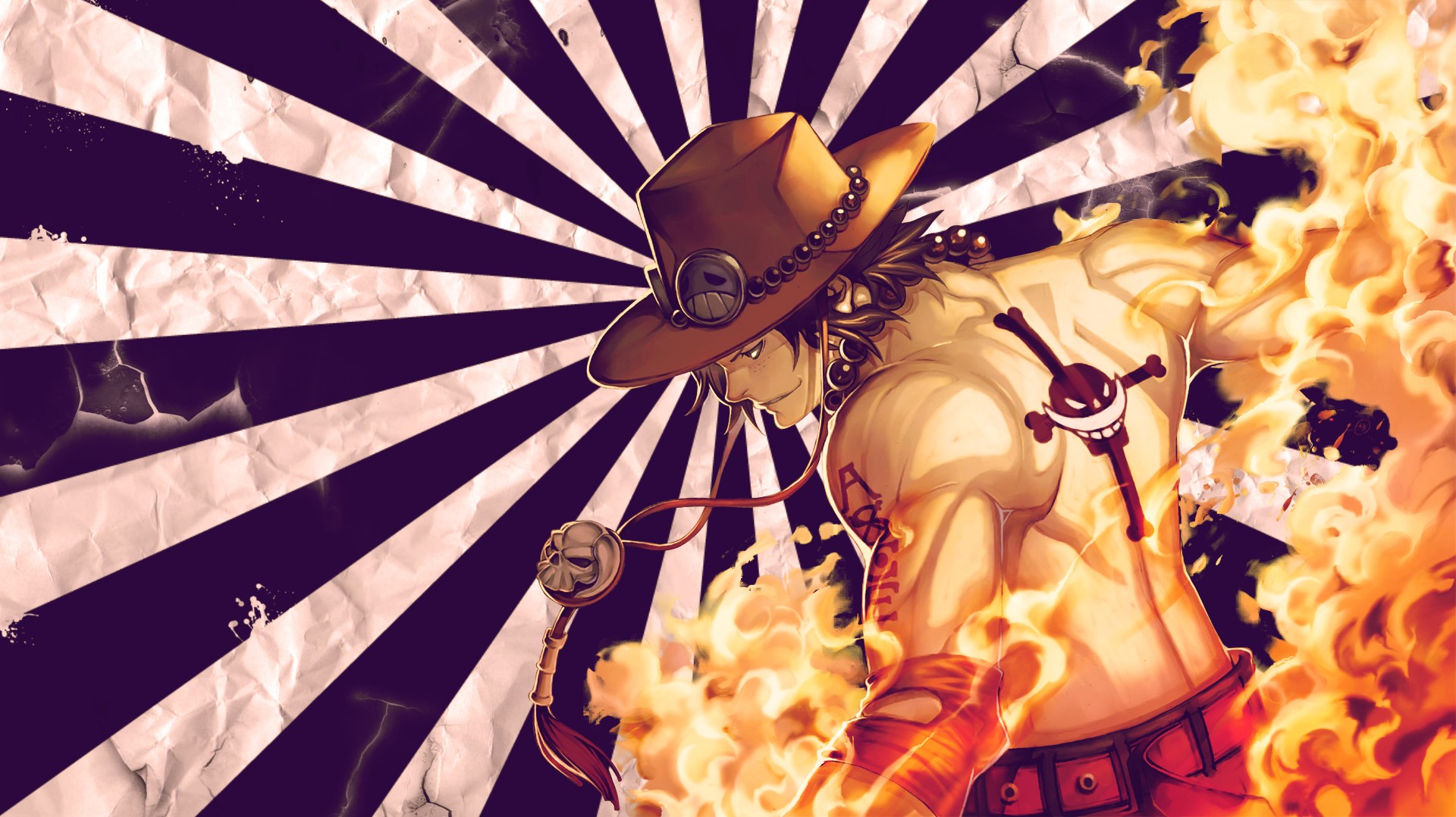 Portgas D. Ace from One Piece with flames HD Wallpaper