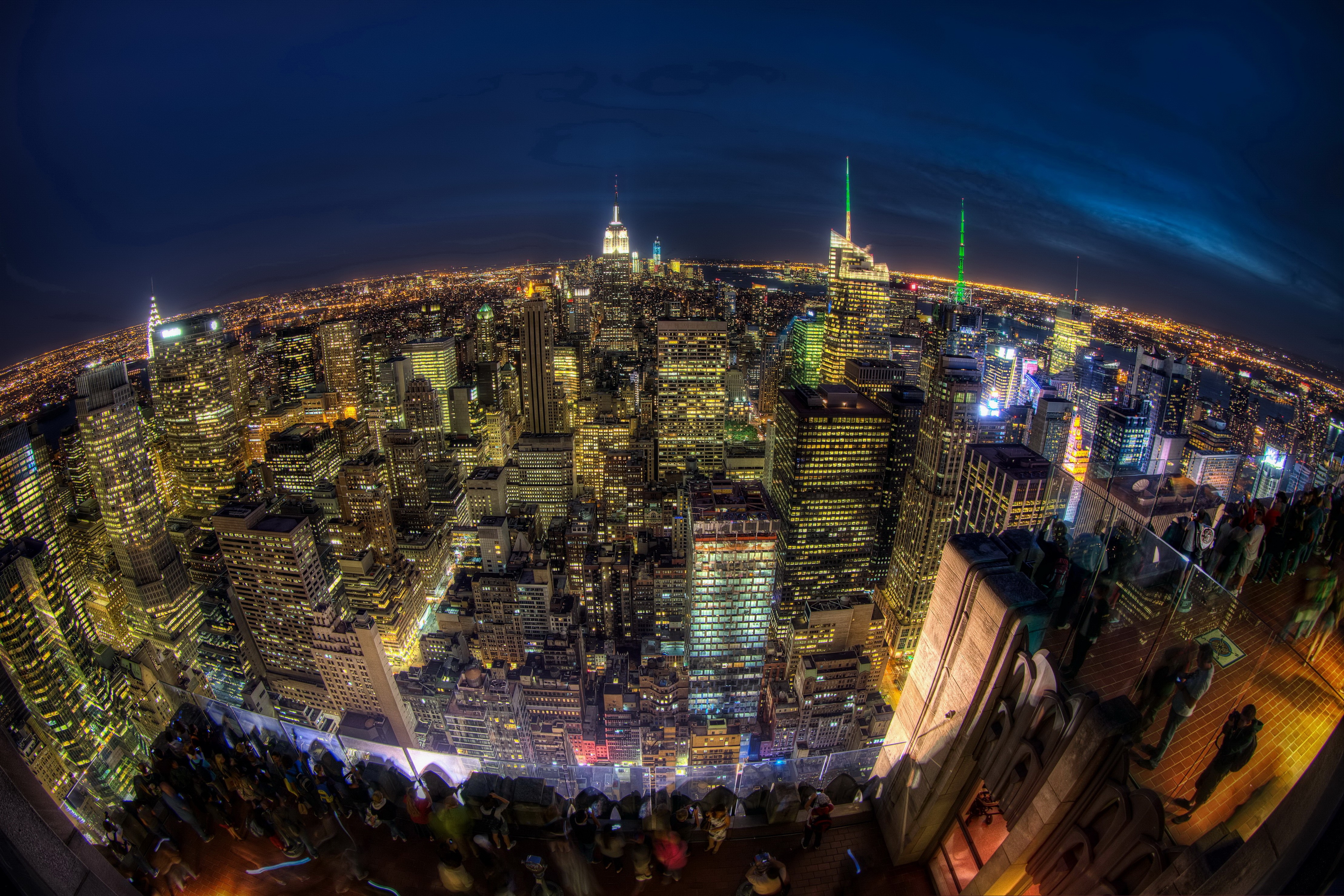 New York City Skyline at Night from Above HD Wallpaper