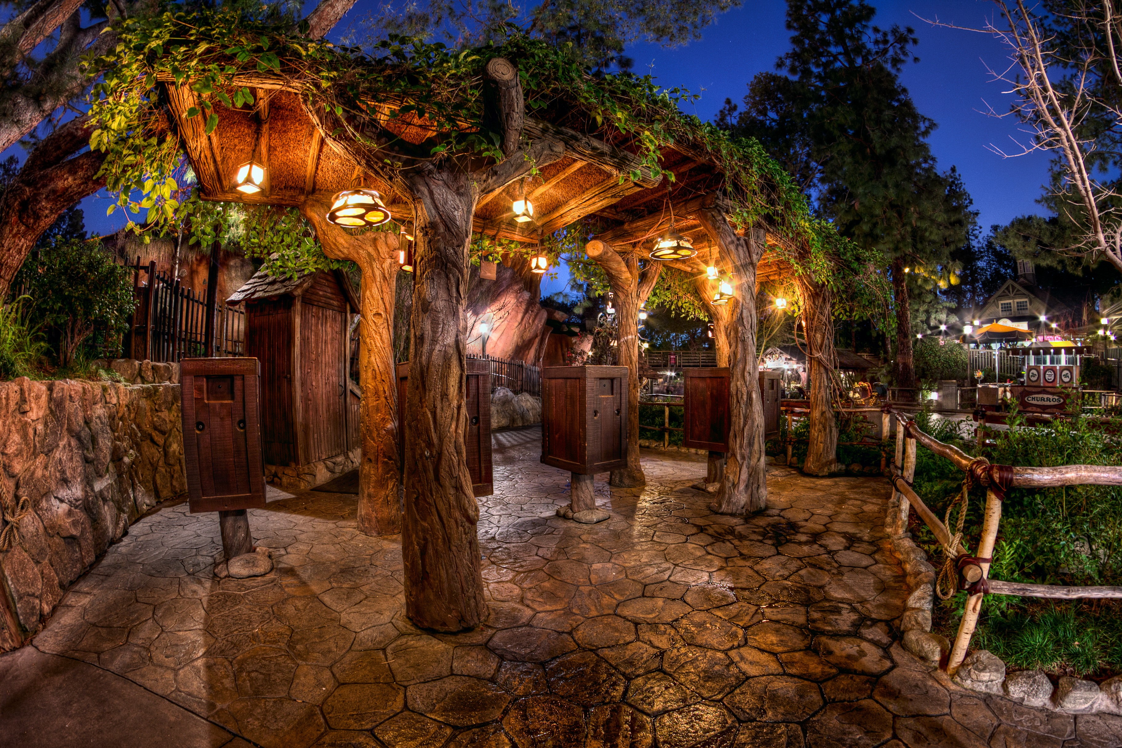 Disneyland attraction queue at night HD Wallpaper
