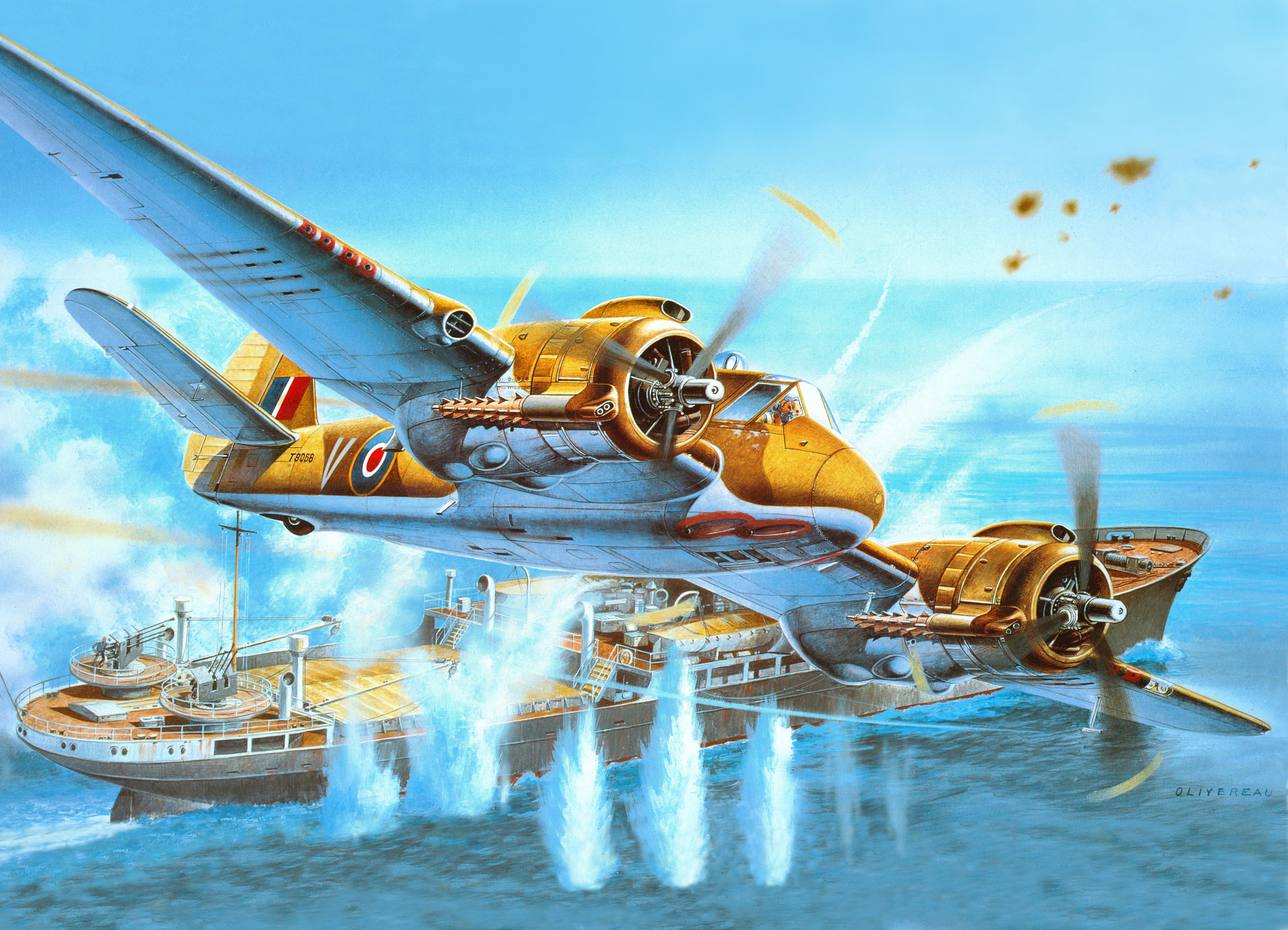 Bristol Beaufighter Mk.6 attacking a ship HD Wallpaper