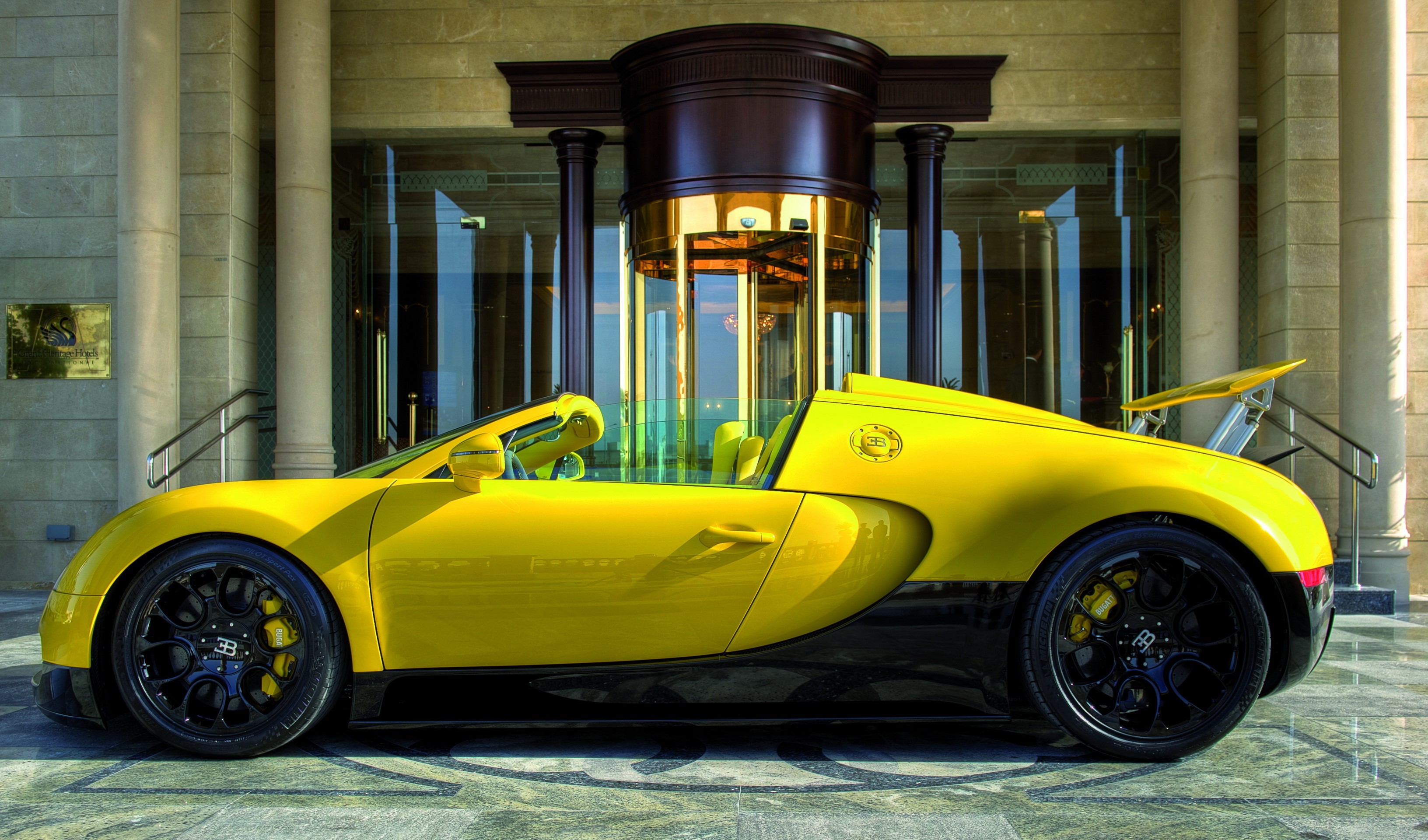 Yellow Bugatti Veyron 16.4 Grand Sport Luxury Car HD Wallpaper