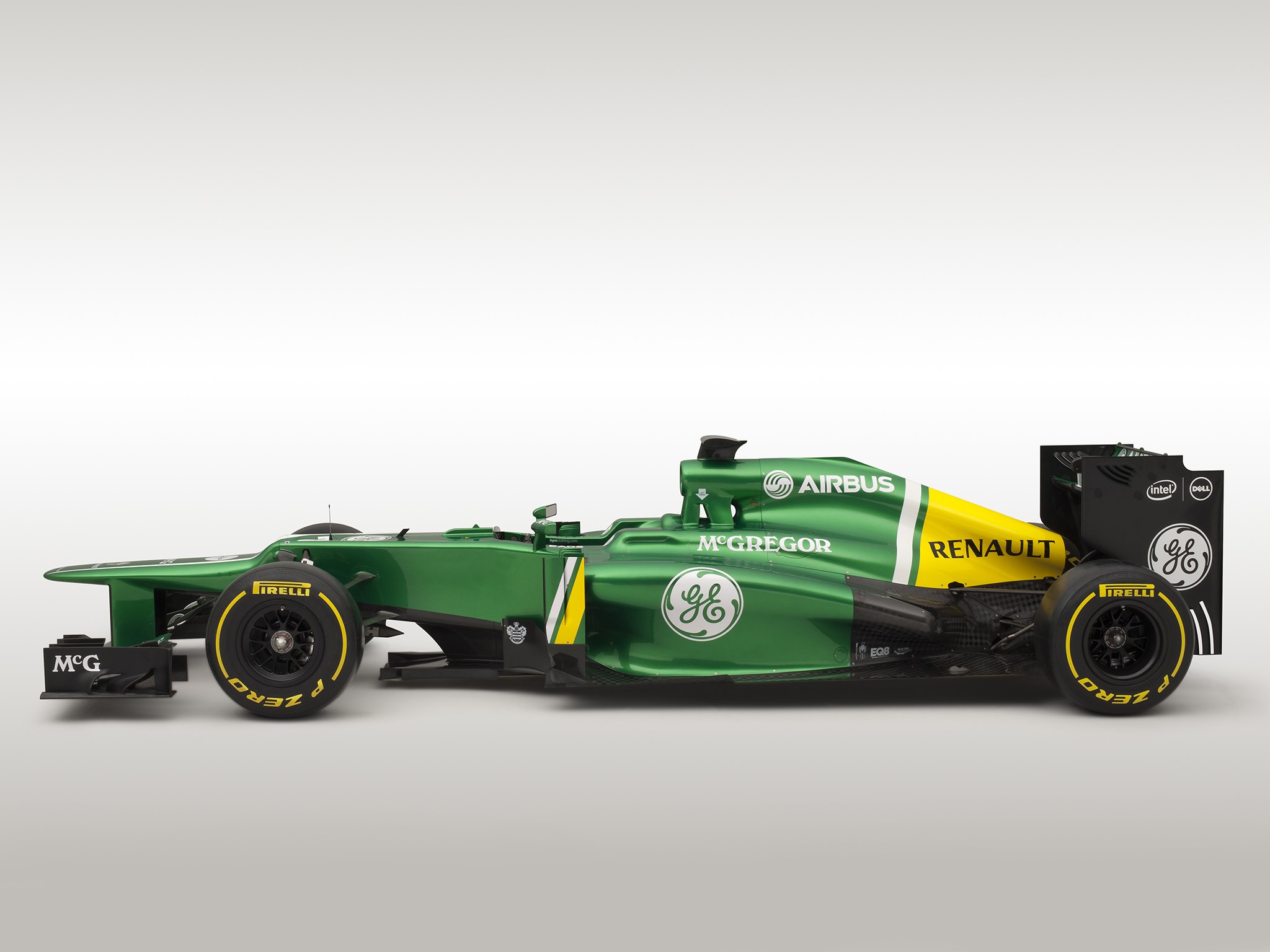 Caterham CT03 Formula 1 car side view HD Wallpaper