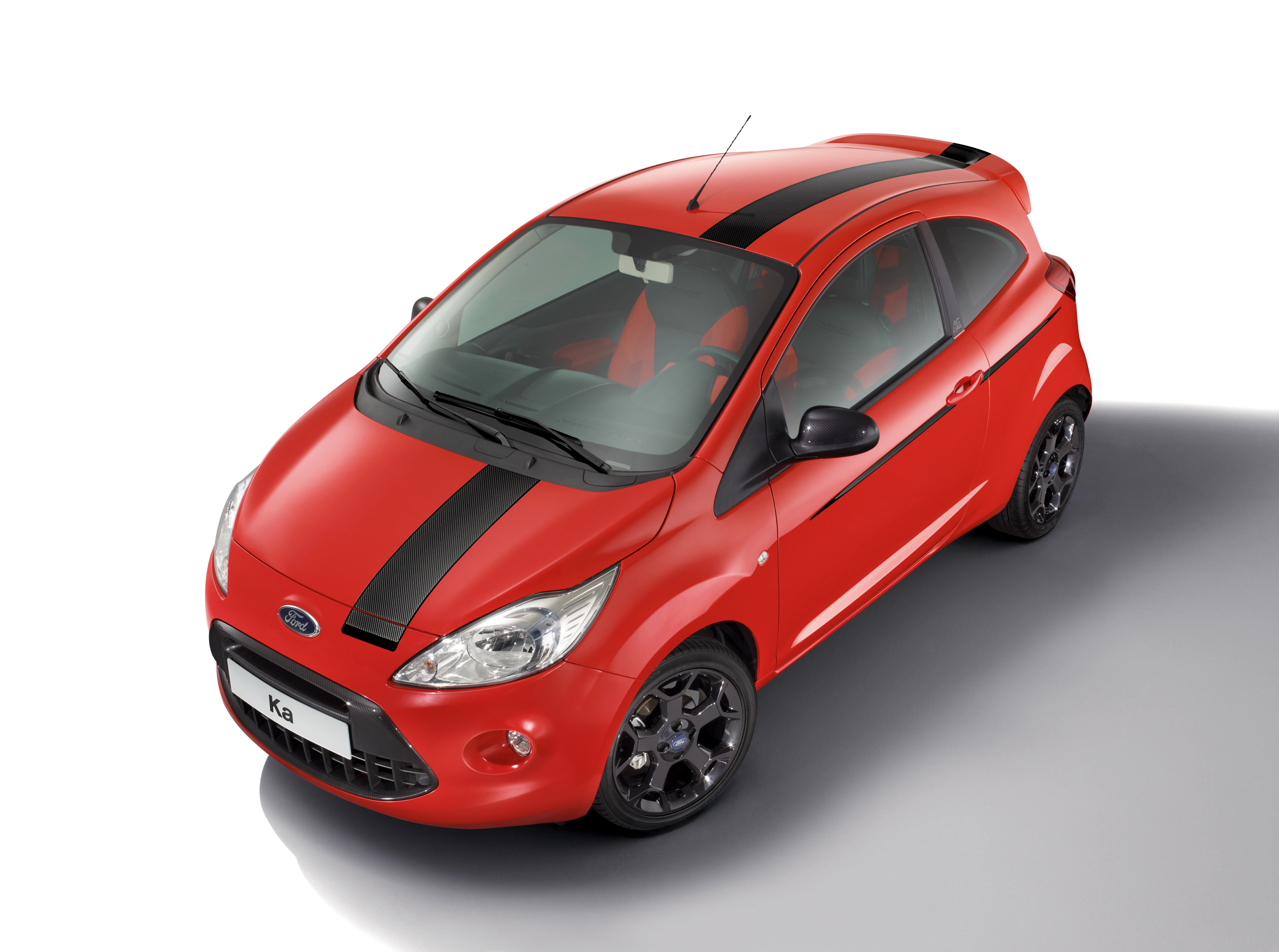 Red Ford Ka with Black Stripes HD Wallpaper