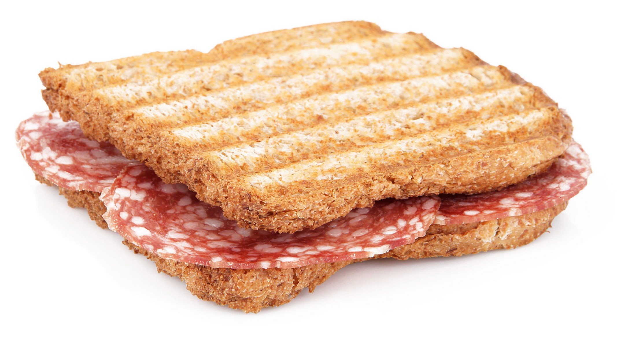Grilled sandwich with salami slices HD Wallpaper