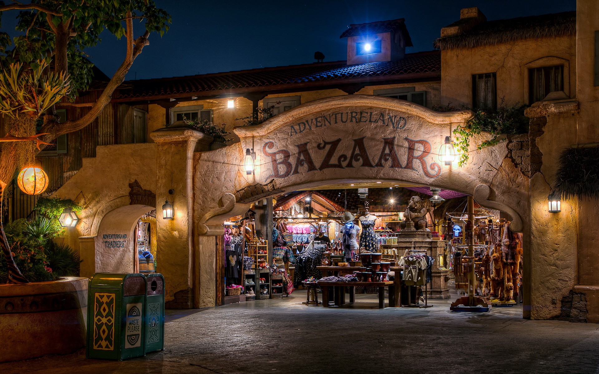 Adventureland Bazaar at Night HD Wallpaper